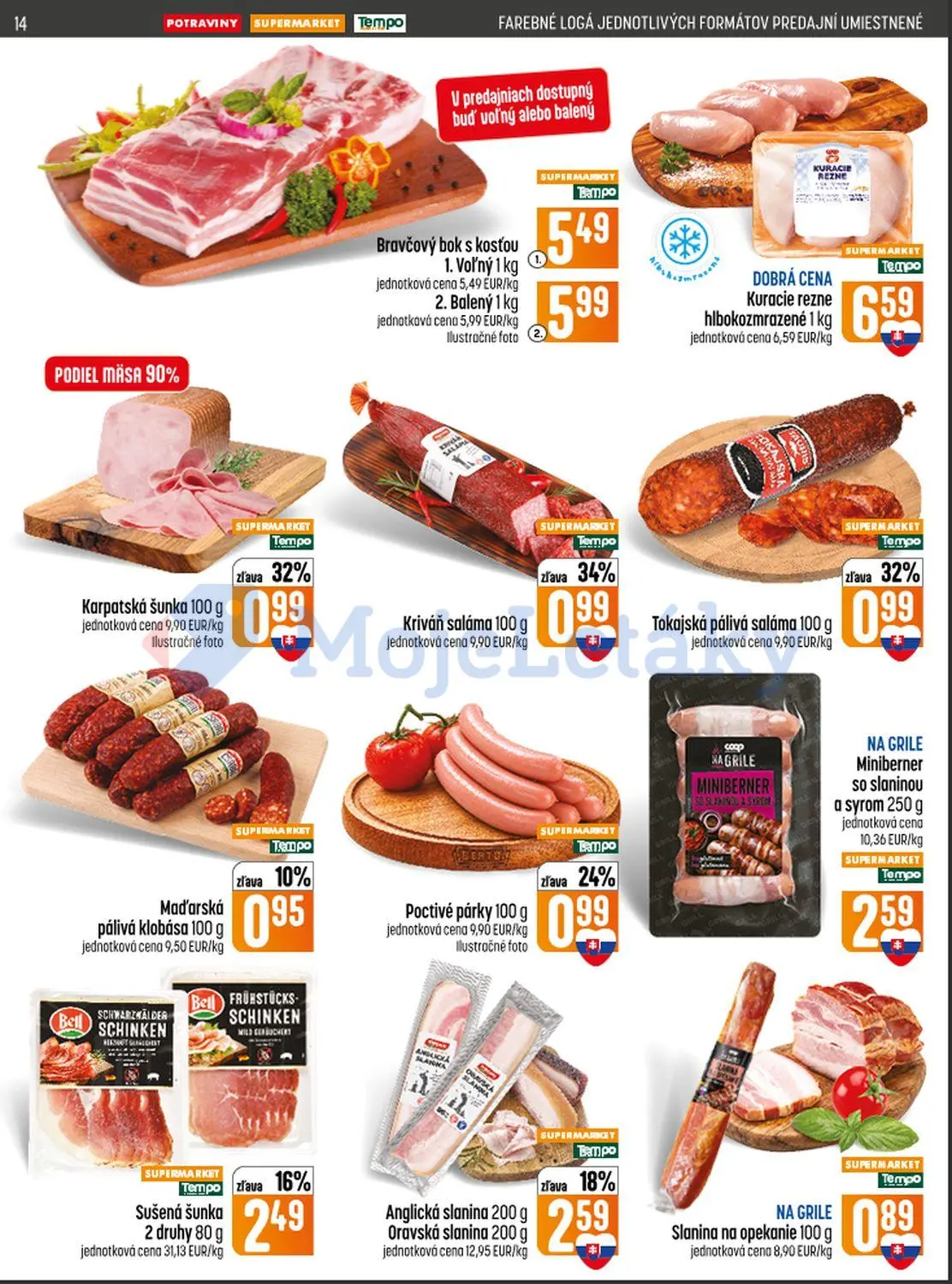Coop Jednota leták, strana 14 z 28 — Anglická slanina, Oravská slanina, Kriváň saláma