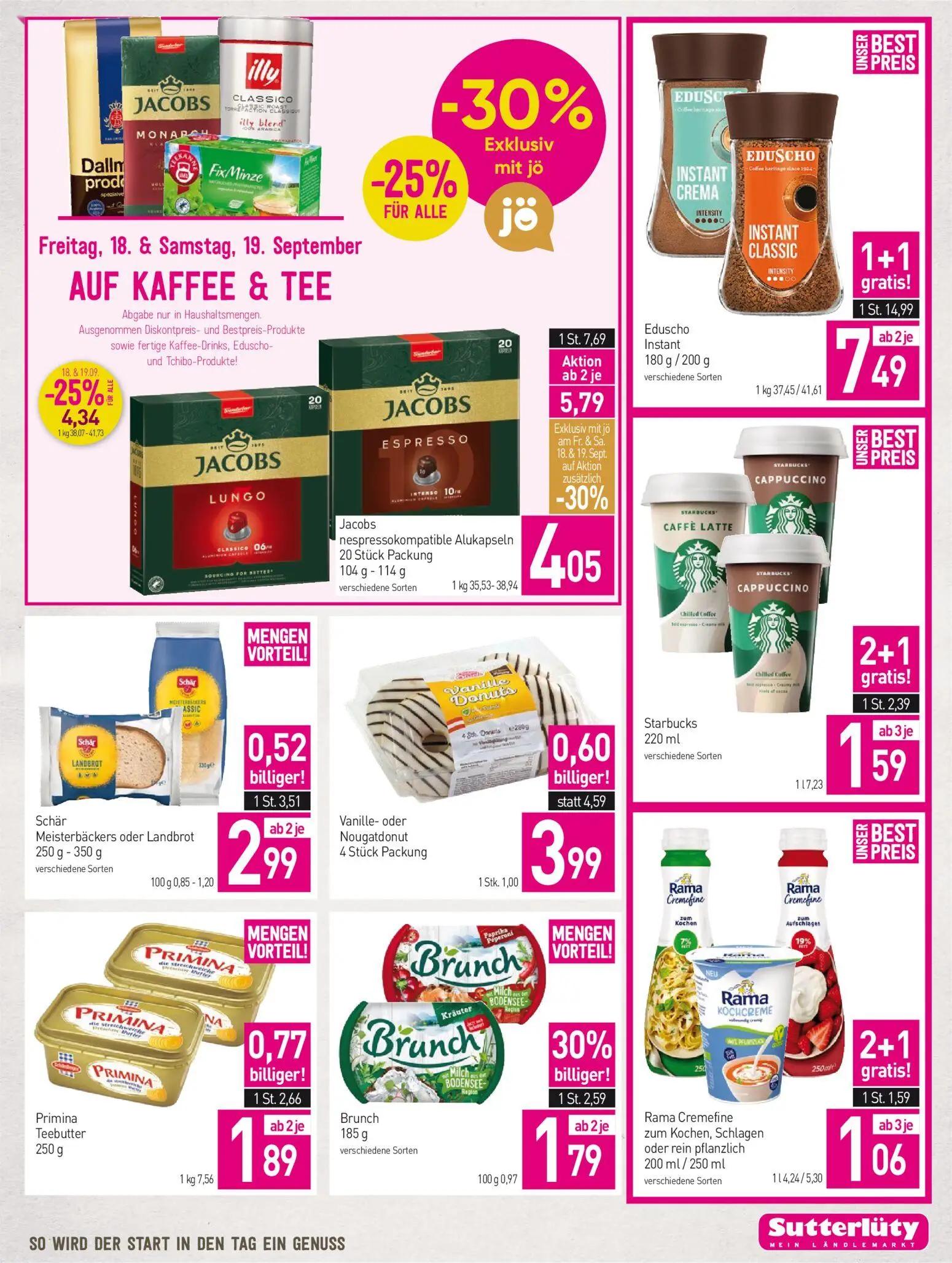 Sutterlüty Prospekt, Seite 3 von 16 — Eduscho Instant, Jacobs nespressokompatible Alukapseln, Starbucks Chilled Coffee