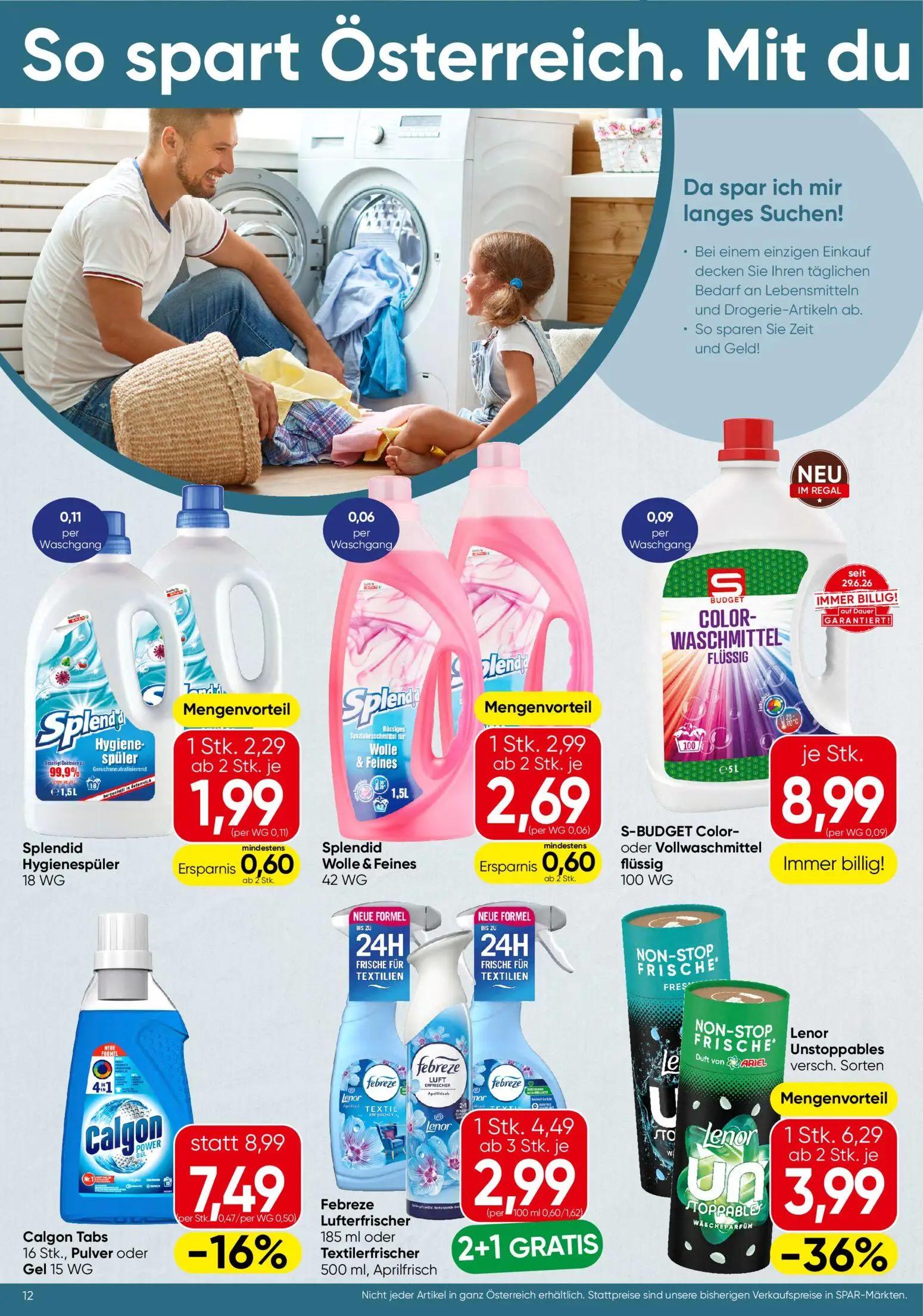 Spar Prospekt, Seite 12 von 16 — Lenor Unstoppables, Calgon Tabs, Febreze Lufterfrischer