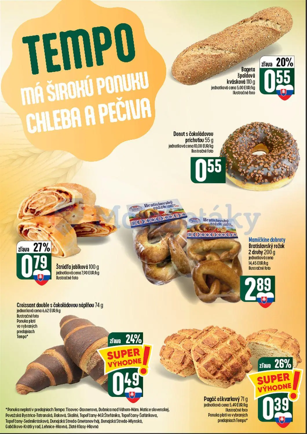 Coop Tempo leták, strana 17 z 60 — Štrúdľa jablková, Croissant double s čokoládovou náplňou, Bageta špaldová kvásková