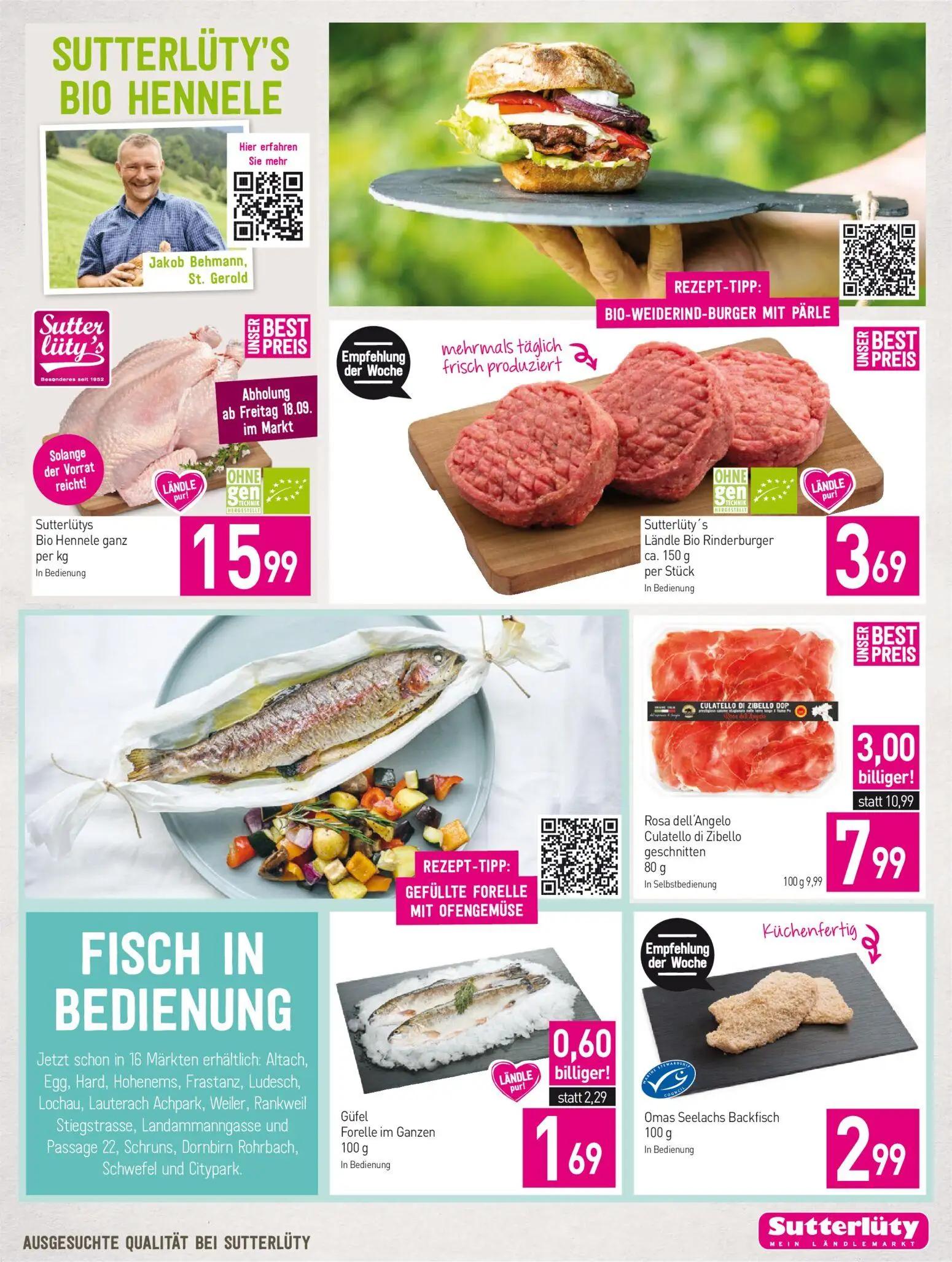 Sutterlüty Prospekt, Seite 7 von 16 — Rosa dell'Angelo Culatello di Zibello geschnitten, Güfel Forelle im Ganzen, Sutterlüty…
