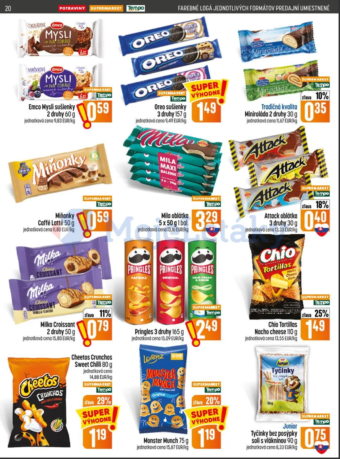 Coop Jednota leták, strana 20 z 28 — Chio Tortillas Nacho cheese, Cheetos Crunchos Sweet Chilli, Monster Munch