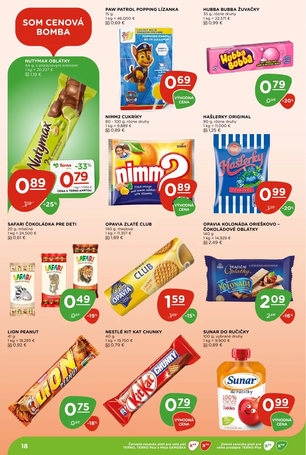 Terno leták, strana 18 z 28 — NUTYMAX OBLÁTKY, OPAVIA KOLONÁDA ORIEŠKOVO - ČOKOLÁDOVÉ OBLÁTKY, OPAVIA ZLATÉ CLUB