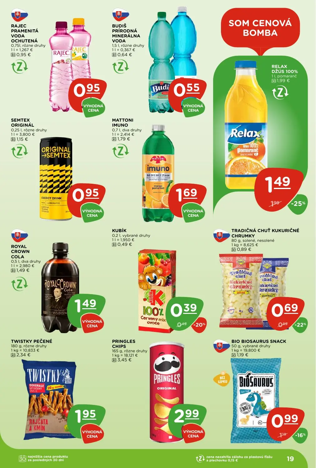 Terno leták, strana 19 z 28 — RELAX DŽÚS, TRADIČNÁ CHUŤ KUKURIČNÉ CHRUMKY, BIO BIOSAURUS SNACK
