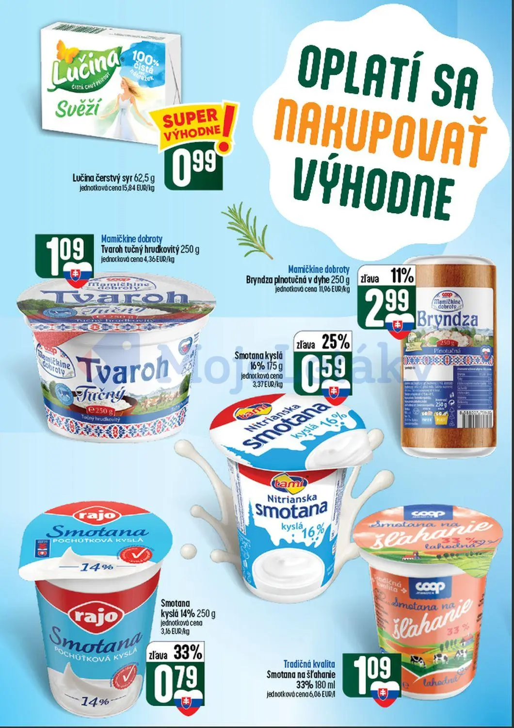 Coop Tempo leták, strana 22 z 60 — Smotana kyslá Rajo, Mamičkine dobroty Bryndza plnotučná v dyhe, Smotana kyslá Nitrianska
