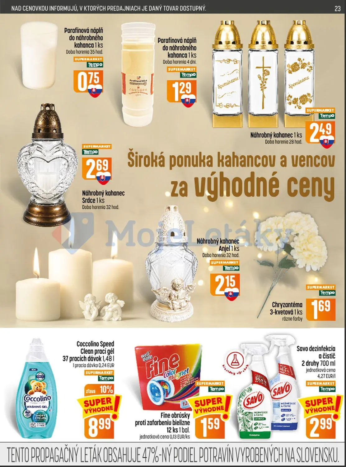 Coop Jednota leták, strana 23 z 28 — Coccolino Speed Clean prací gél, Parafínová náplň do náhrobného kahanca, Parafínová náp…