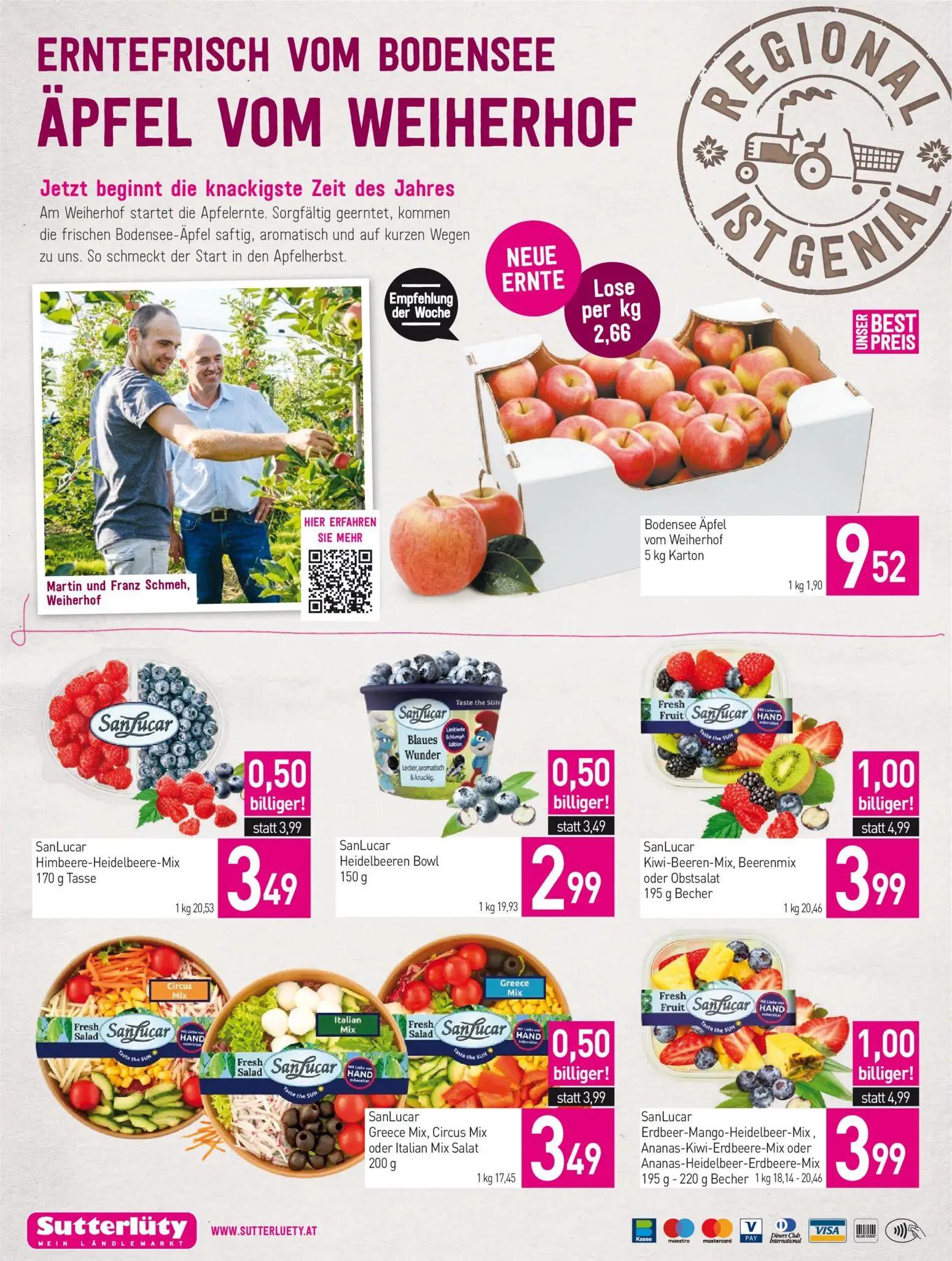 Sutterlüty Prospekt, Seite 16 von 16 — SanLucar Kiwi-Beeren-Mix, Beerenmix oder Obstsalat, SanLucar Erdbeer-Mango-Heidelbeer…