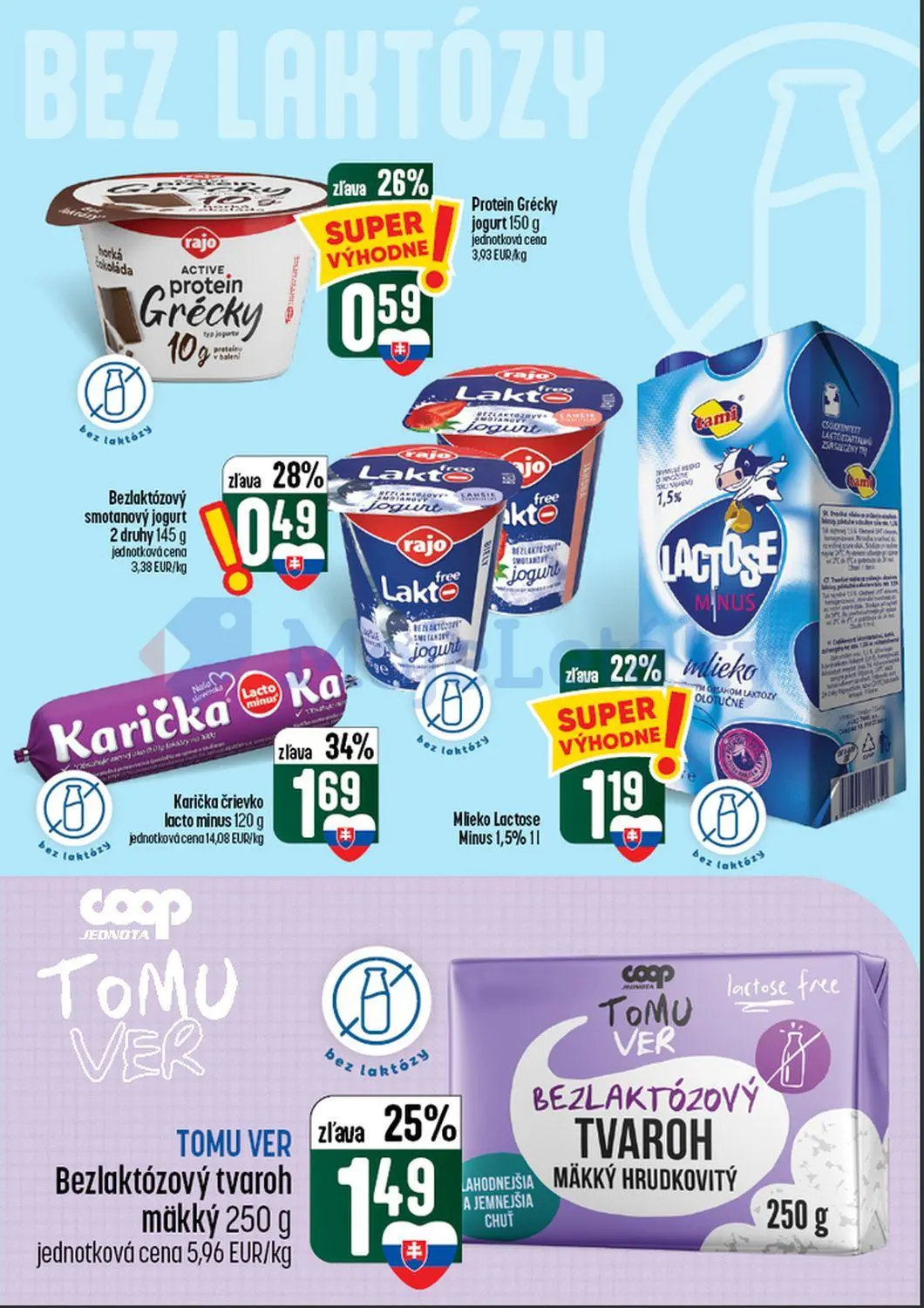 Coop Tempo leták, strana 28 z 60 — Karička črievko lacto minus, Bezlaktózový tvaroh mäkký, Mlieko Lactose Minus