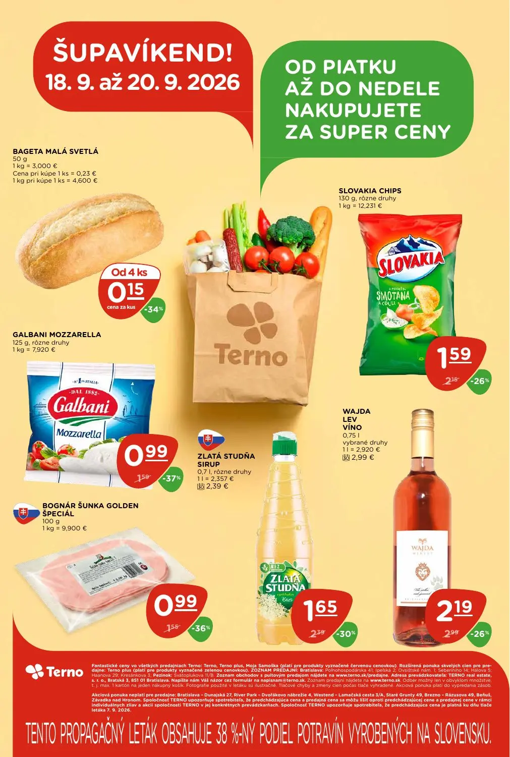 Terno leták, strana 28 z 28 — WAJDA LEV VÍNO, ZLATÁ STUDŇA SIRUP, SLOVAKIA CHIPS