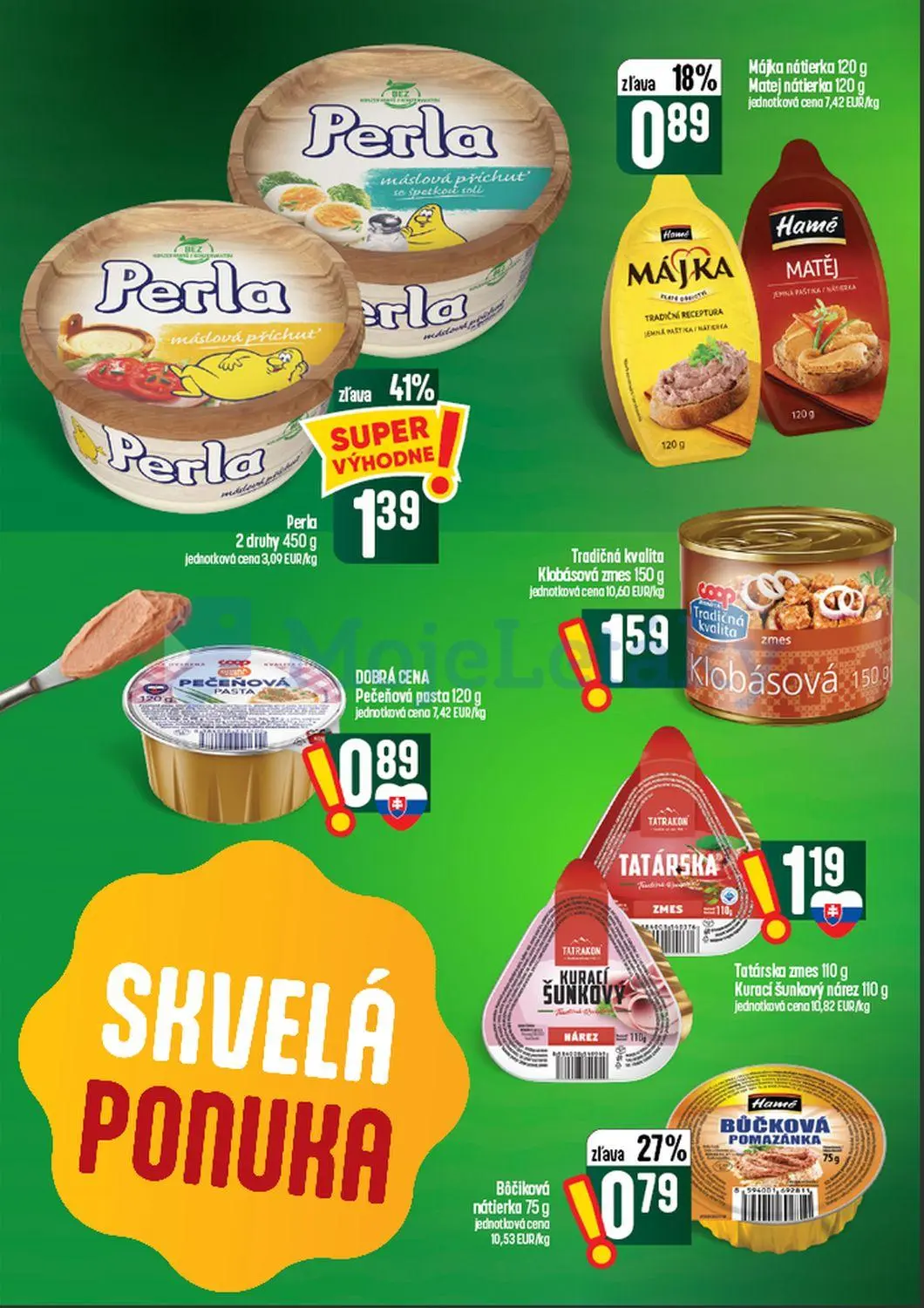 Coop Tempo leták, strana 30 z 60 — Perla, Bôčiková nátierka, Májka nátierka