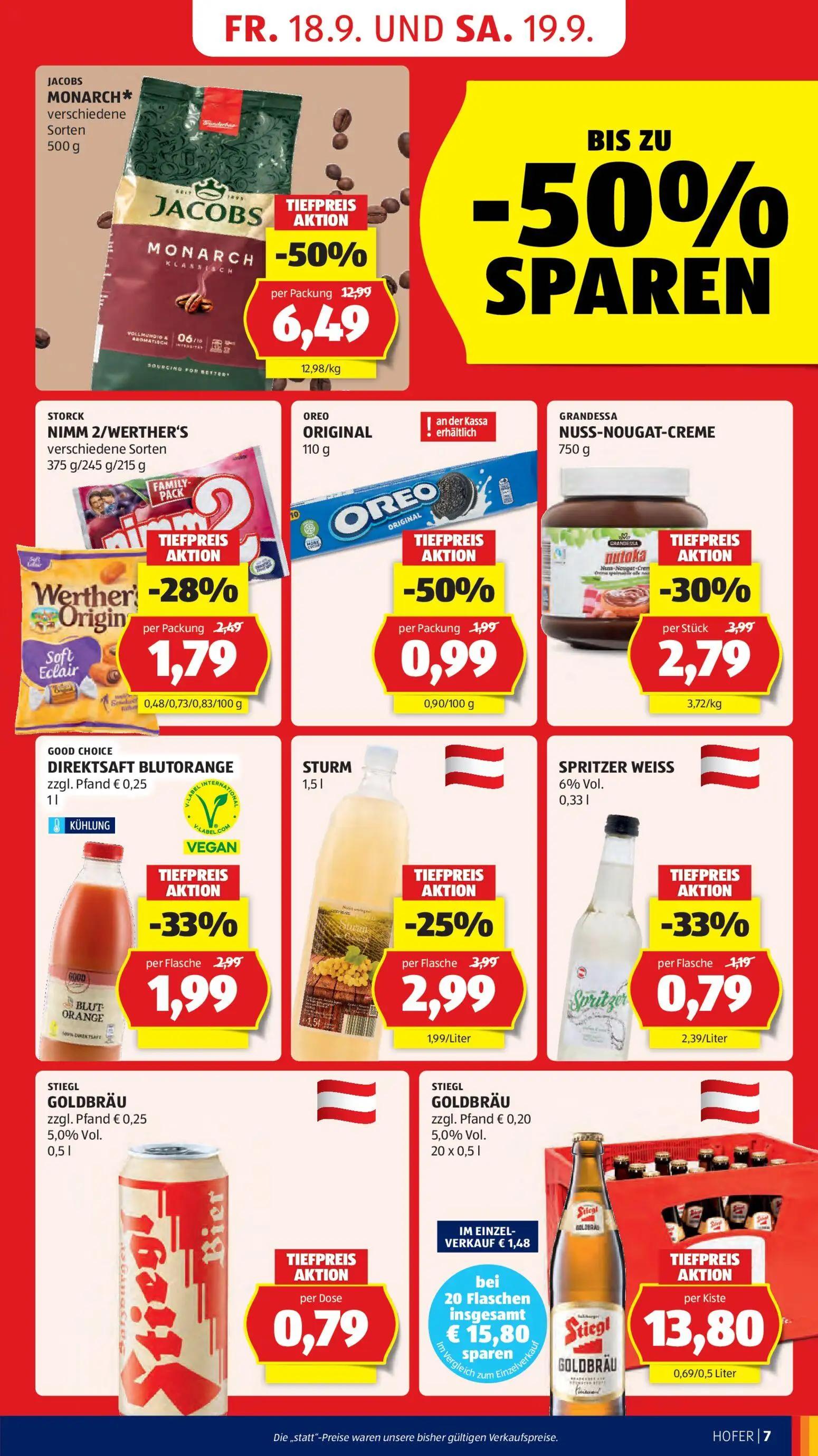 Hofer Prospekt, Seite 11 von 48 — JACOBS MONARCH*, GRANDESSA NUSS-NOUGAT-CREME, OREO ORIGINAL