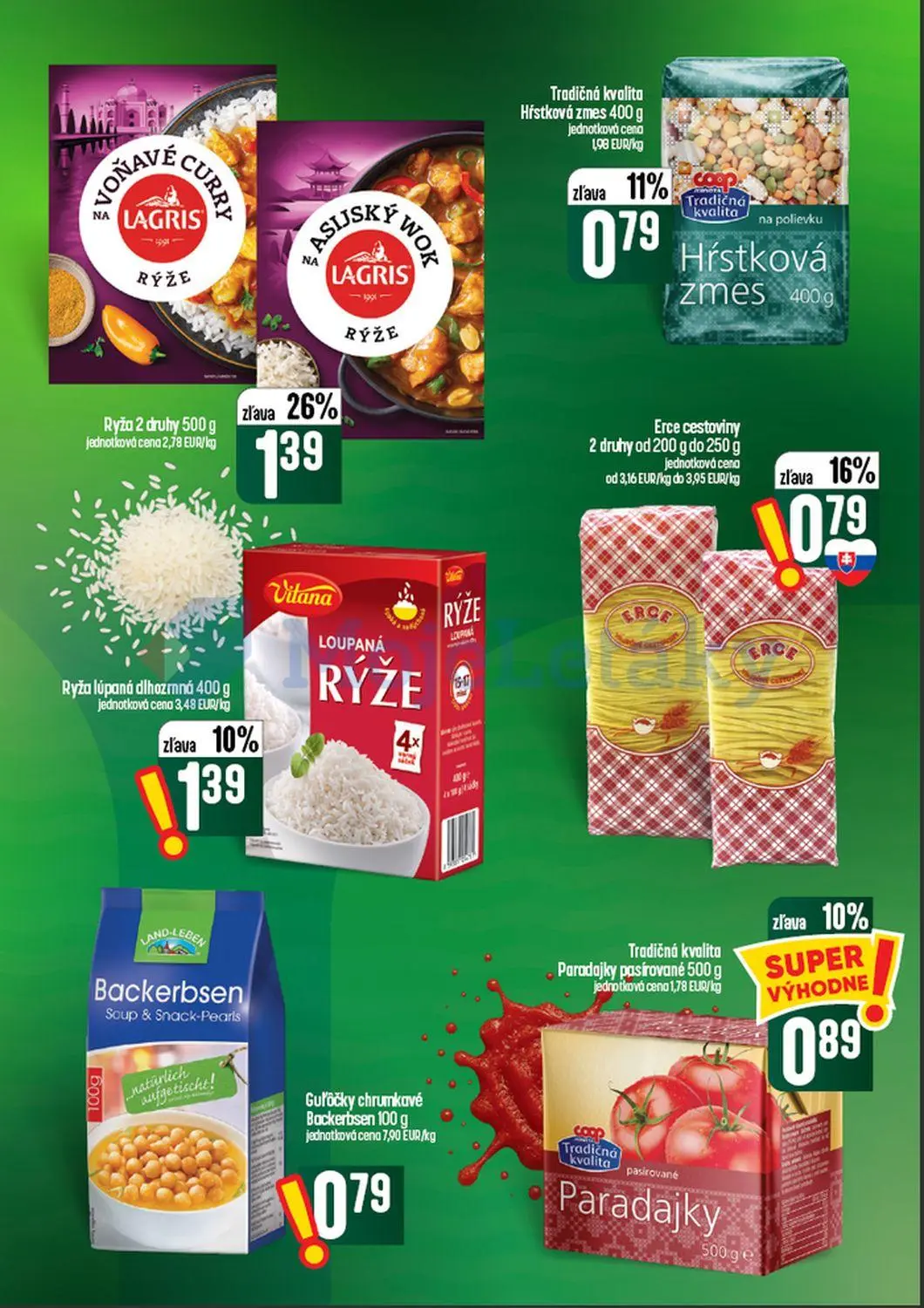Coop Tempo leták, strana 33 z 60 — Lagris Ryža 2 druhy, Erce cestoviny, Vitana Lúpaná ryža dlhozrnná