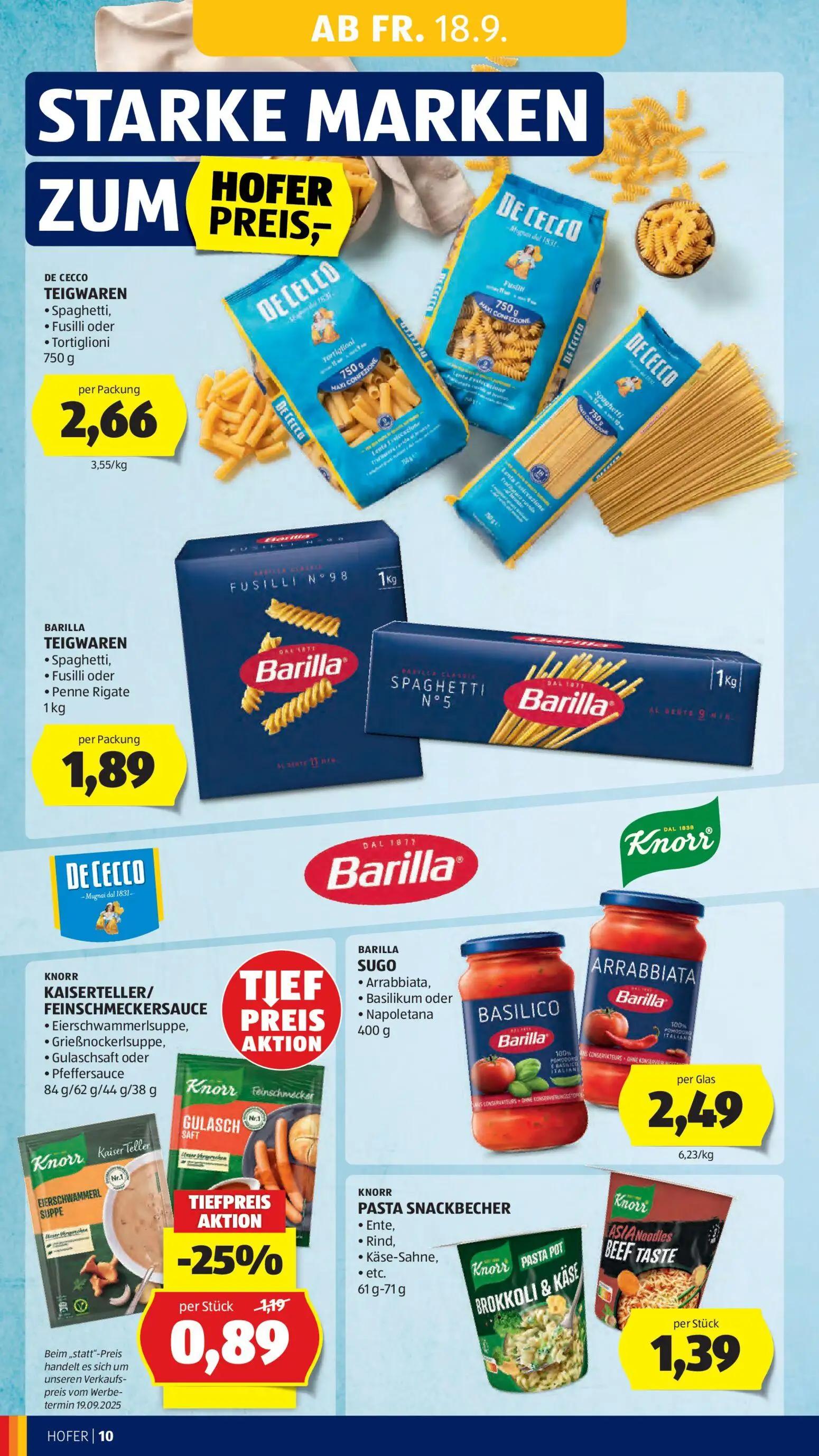 Hofer Prospekt, Seite 14 von 48 — KNORR KAISERTELLER/ FEINSCHMECKERSAUCE • Eierschwammerlsuppe, • Grießnockerlsuppe, • Gulas…