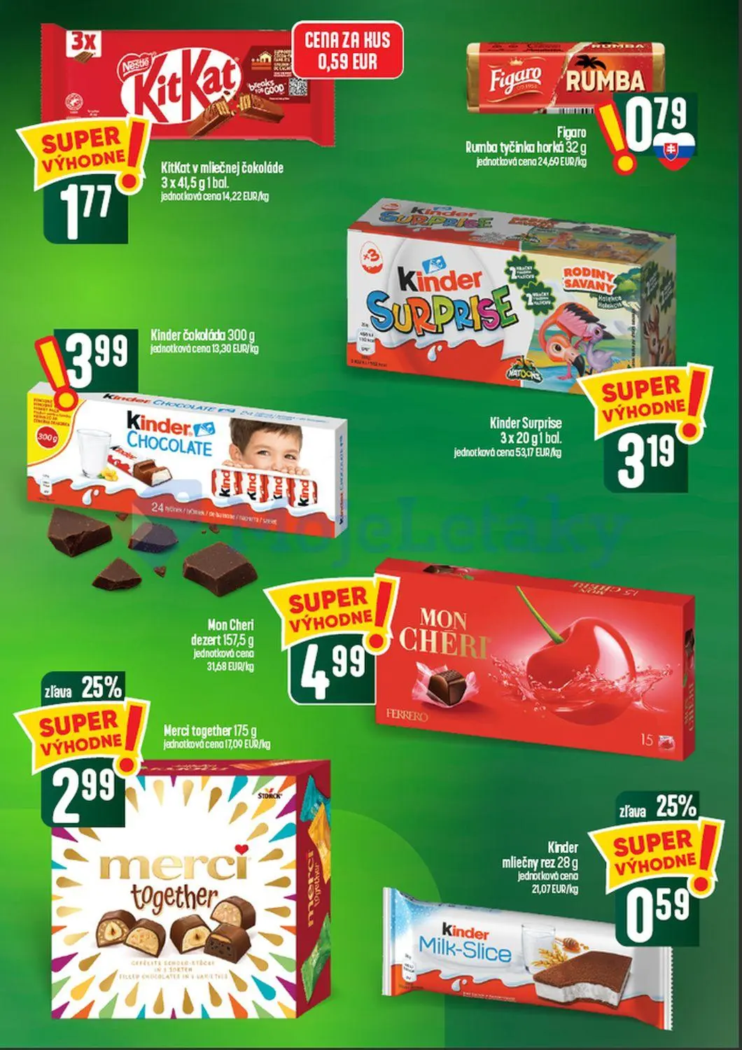 Coop Tempo leták, strana 37 z 60 — KitKat v mliečnej čokoláde, Merci together, Kinder mliečny rez