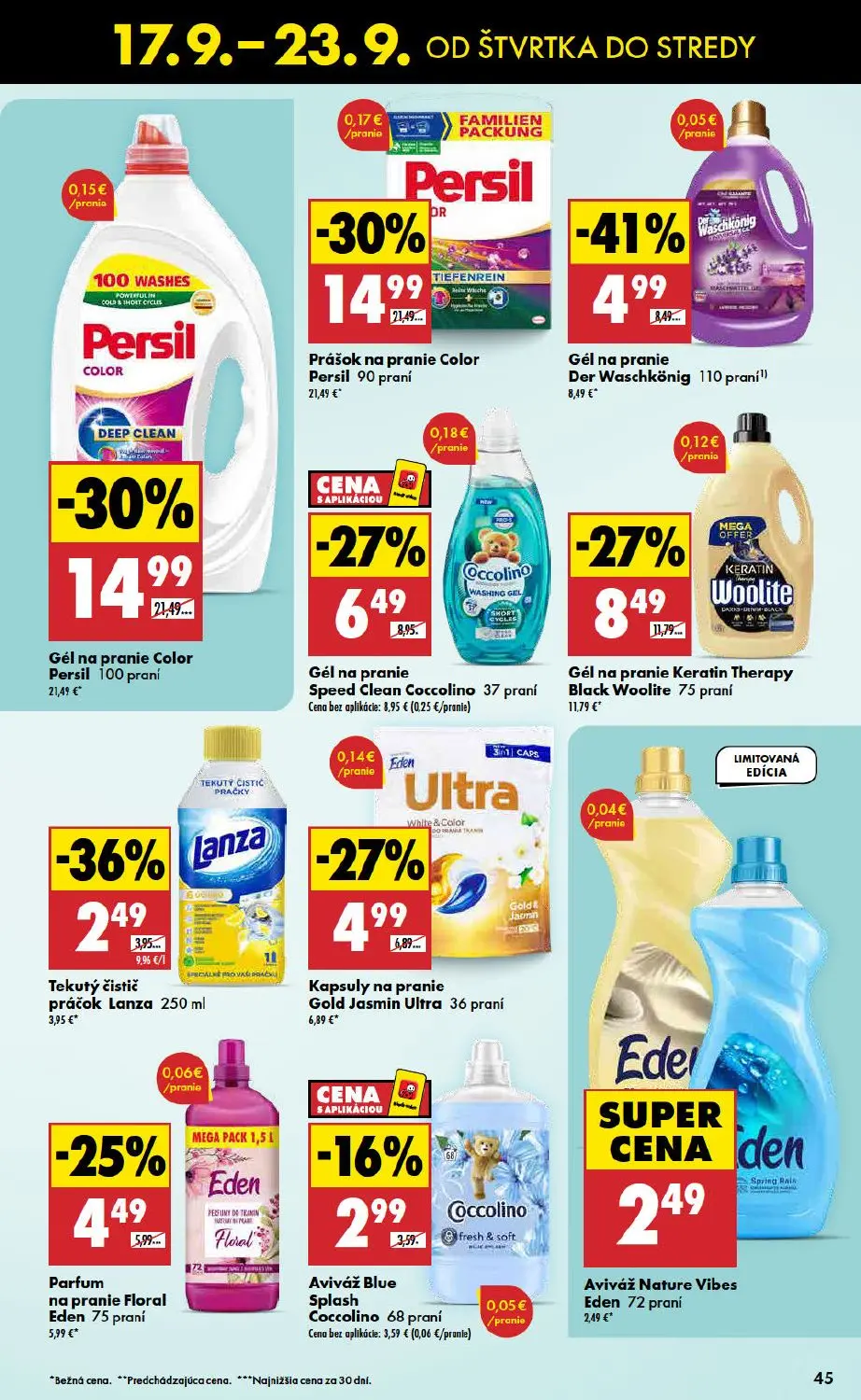 Biedronka leták, strana 45 z 48 — Gél na pranie Color Persil, Prášok na pranie Color Persil, Gél na pranie Der Waschkönig