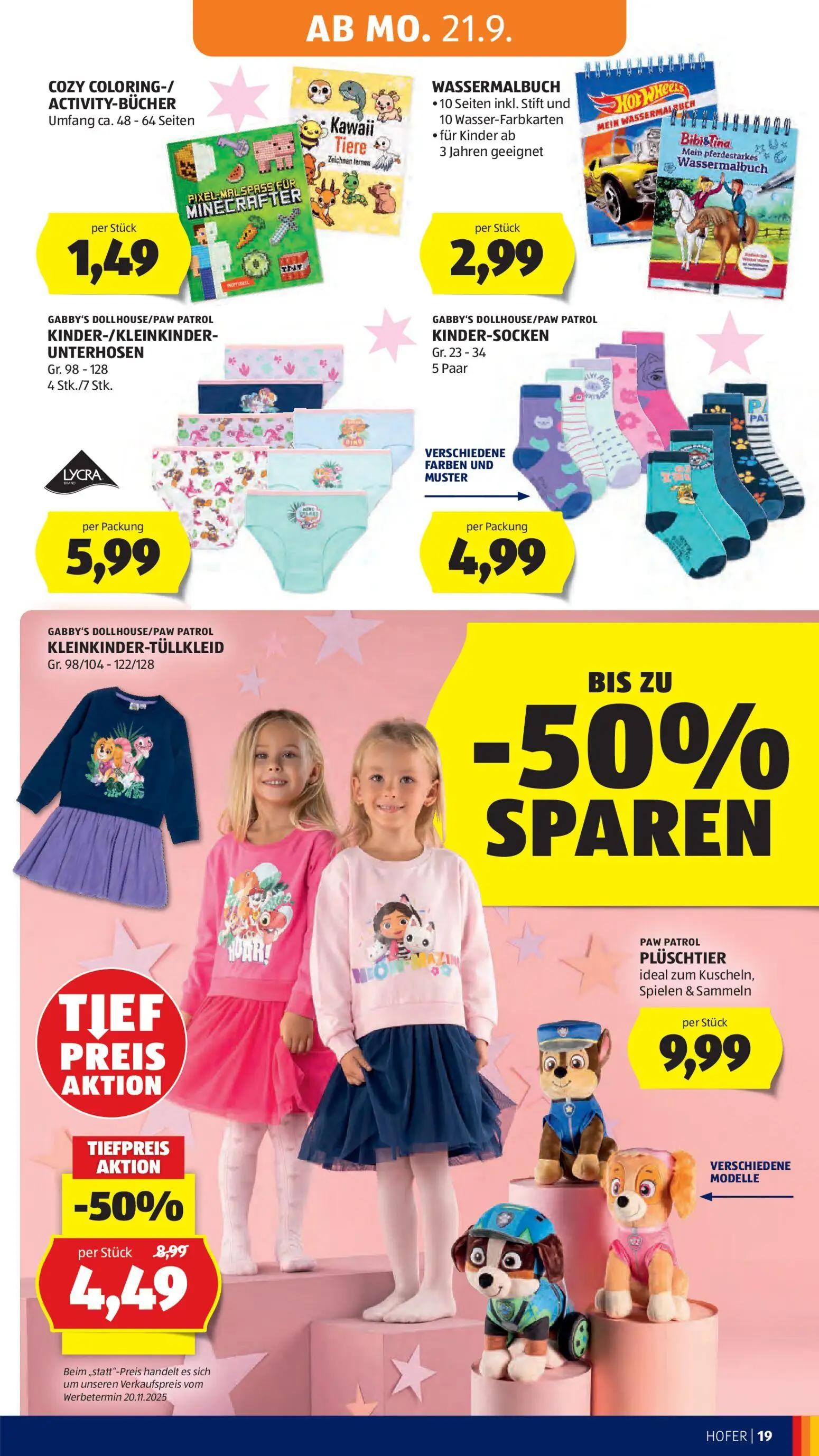Hofer Prospekt, Seite 25 von 48 — GABBY'S DOLLHOUSE/PAW PATROL KLEINKINDER-TÜLLKLEID, COZY COLORING-/ ACTIVITY-BÜCHER, WASSE…