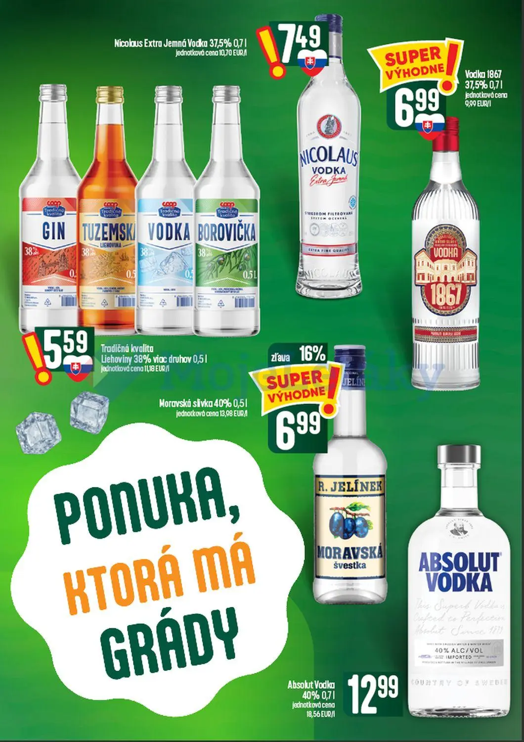 Coop Tempo leták, strana 51 z 60 — Moravská slivka, Nicolaus Extra Jemná Vodka, Vodka 1867