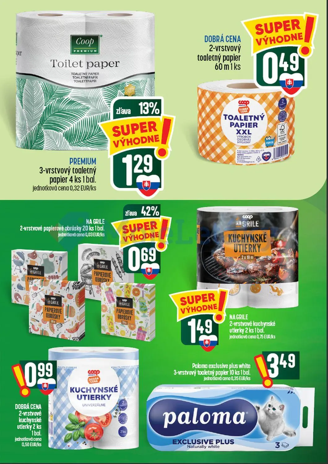 Coop Tempo leták, strana 56 z 60 — 2-vrstvové papierové obrúsky, PREMIUM 3-vrstvový toaletný papier 4 ks 1 bal., 2-vrstvový …