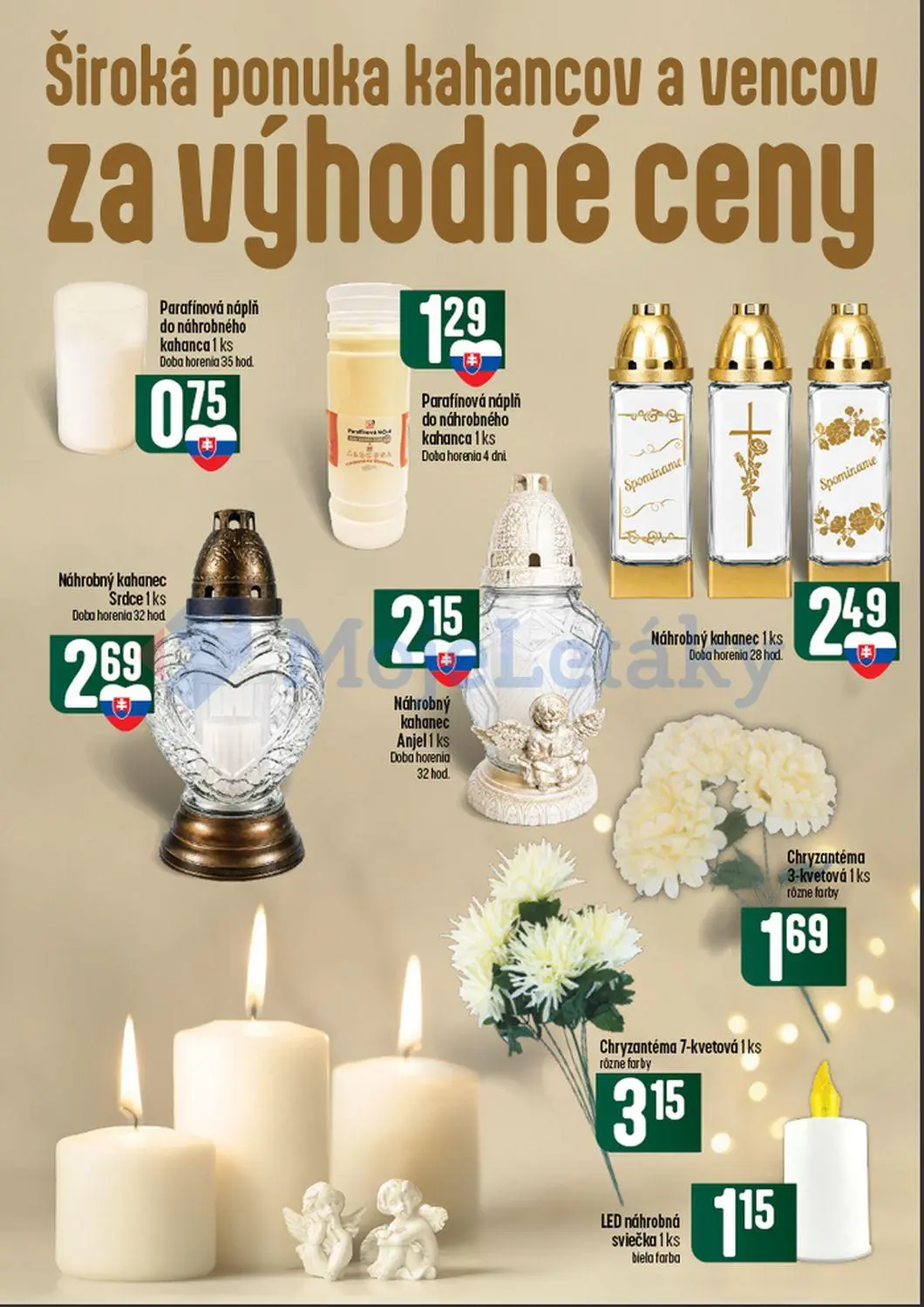 Coop Tempo leták, strana 58 z 60 — Parafínová náplň do náhrobného kahanca, Parafínová náplň do náhrobného kahanca, Náhrobný …