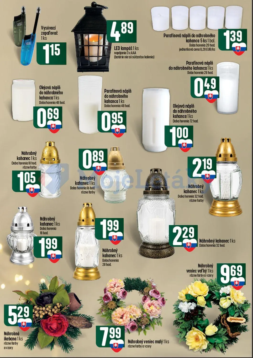 Coop Tempo leták, strana 59 z 60 — Vysúvací zapaľovač, LED lampáš, Parafínová náplň do náhrobného kahanca