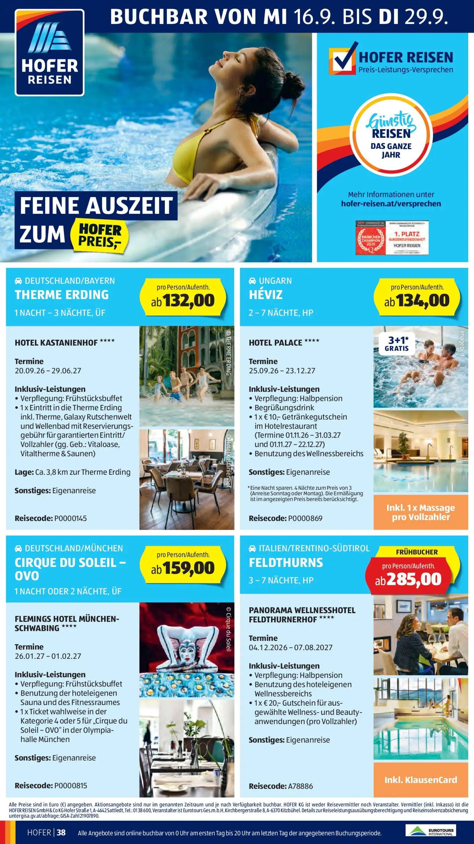 Hofer Prospekt, Seite 44 von 48 — THERME ERDING, HÉVIZ, CIRQUE DU SOLEIL - OVO