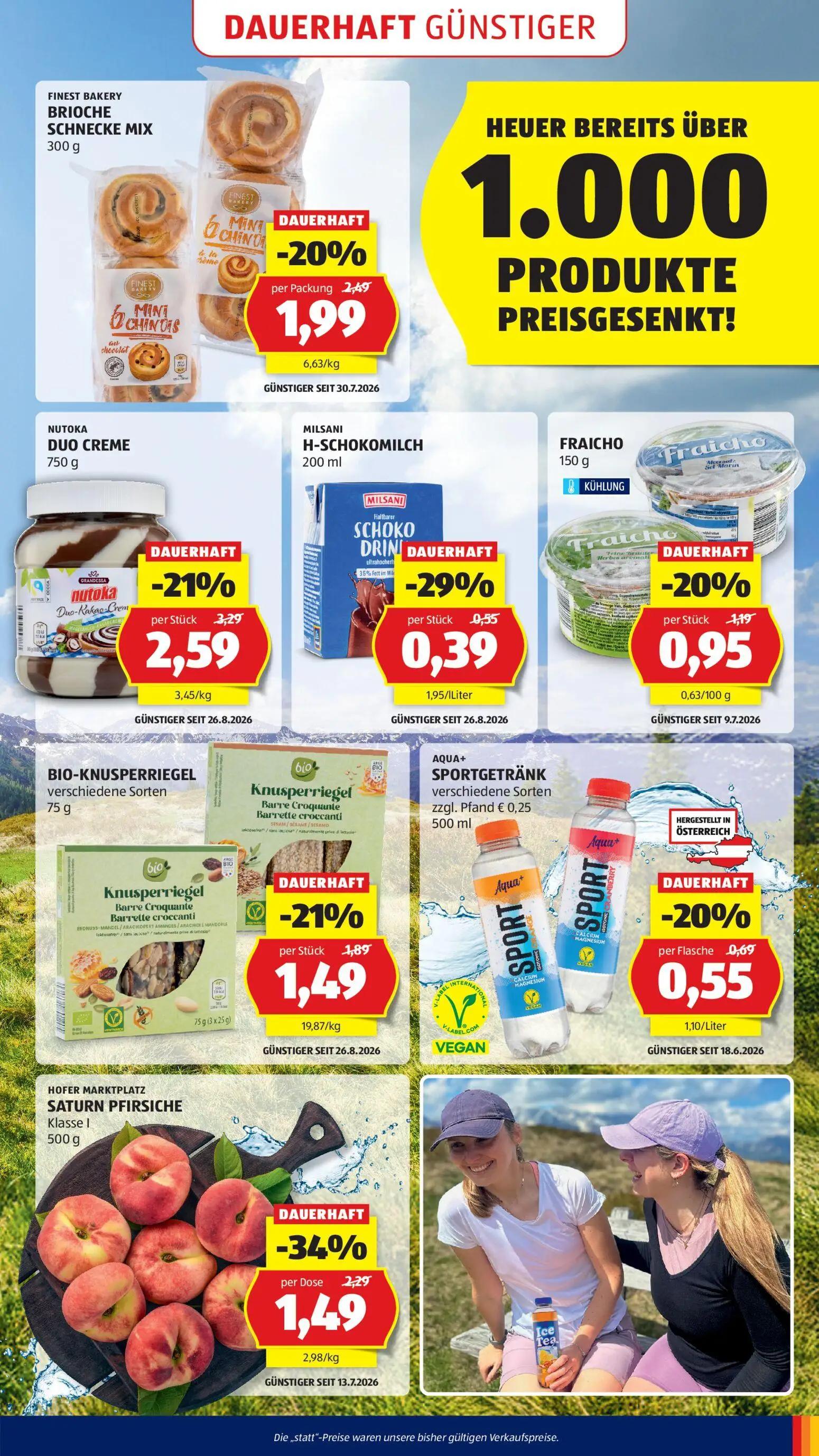 Hofer Prospekt, Seite 48 von 48 — SATURN PFIRSICHE Klasse I, NUTOKA DUO CREME, FINEST BAKERY BRIOCHE SCHNECKE MIX