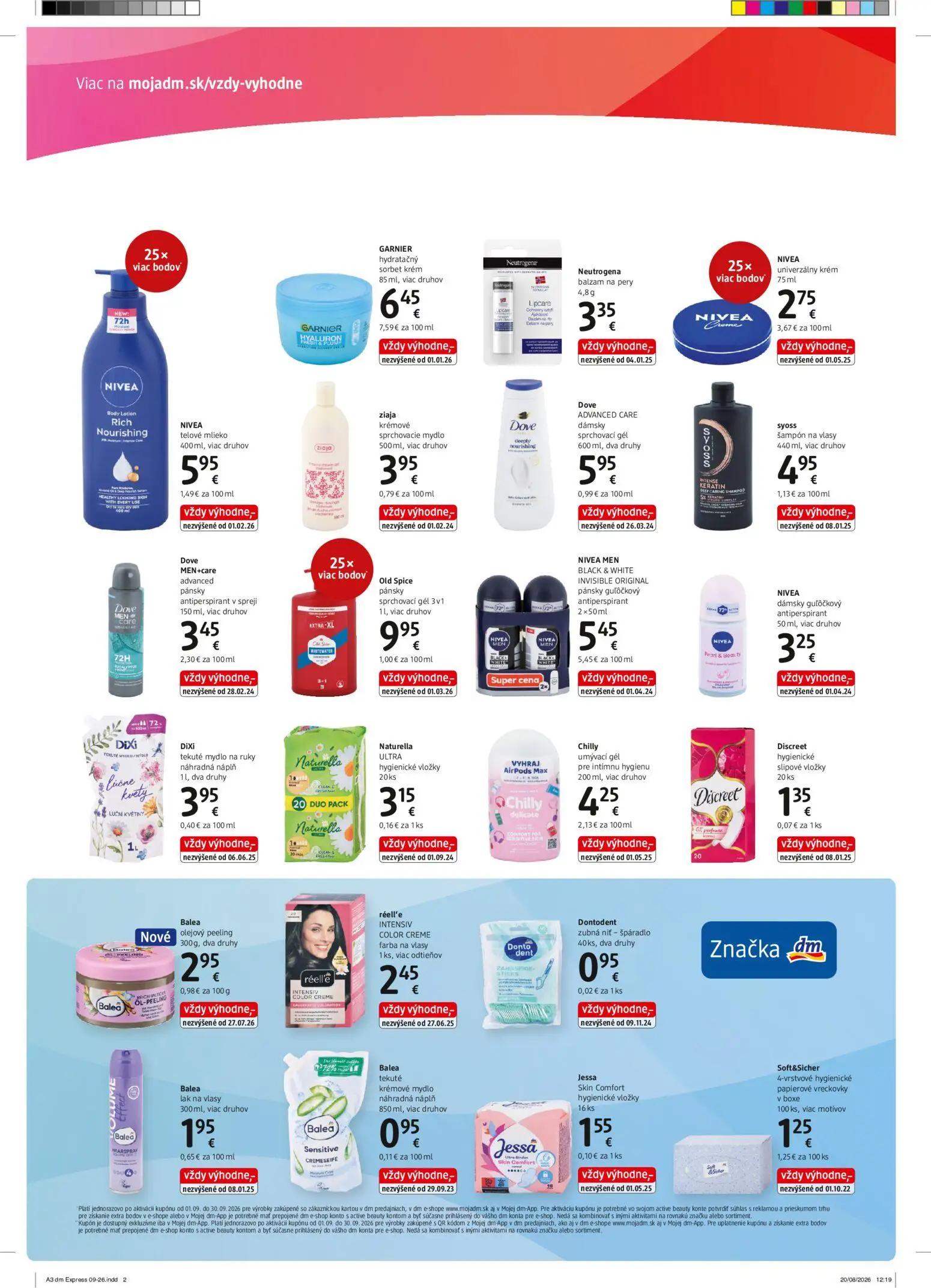 DM Drogerie leták, strana 2 z 4 — GARNIER hydratačný sorbet krém, Neutrogena balzam na pery, NIVEA univerzálny krém