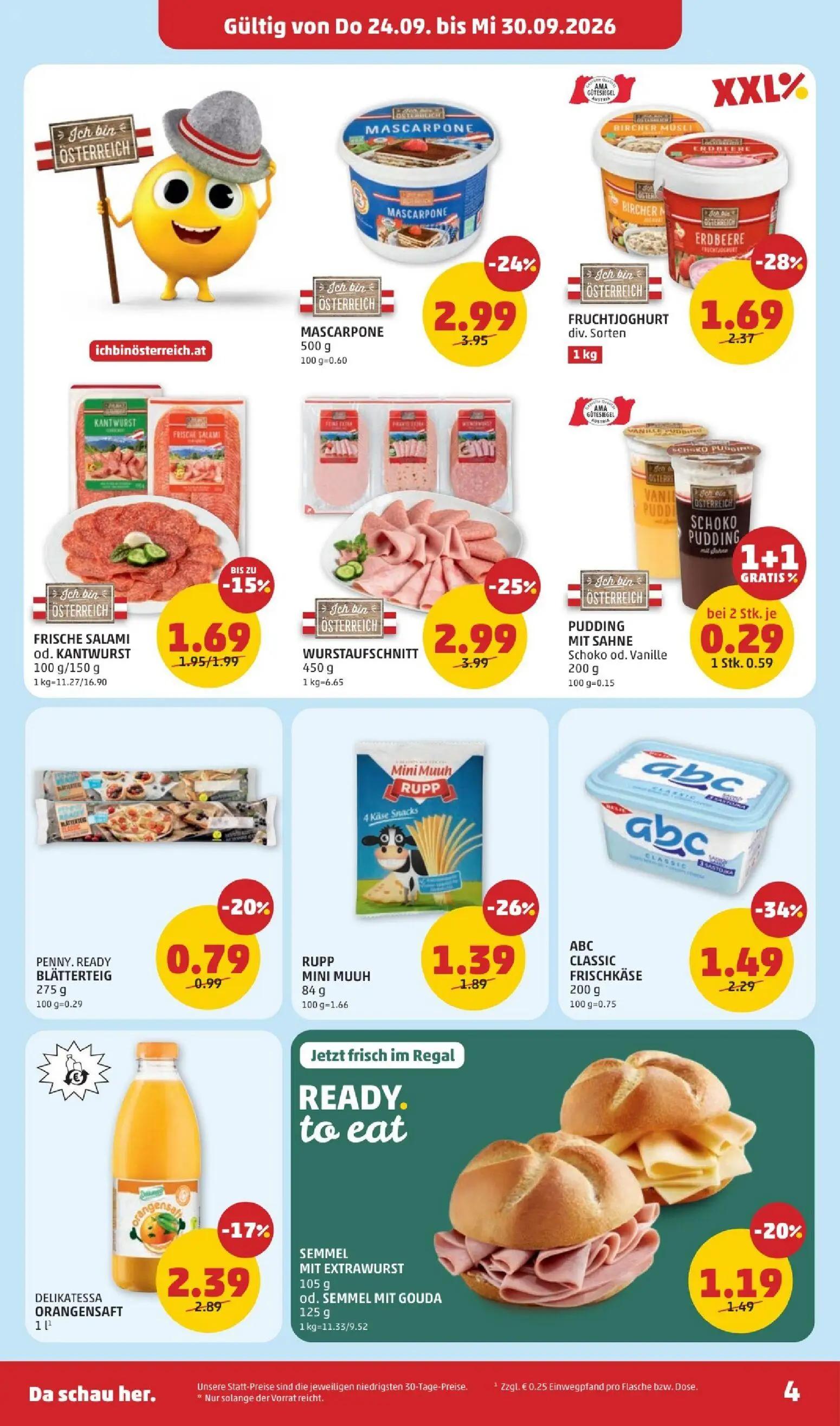 PENNY Prospekt, Seite 4 von 8 — WURSTAUFSCHNITT, MASCARPONE, ABC CLASSIC FRISCHKÄSE