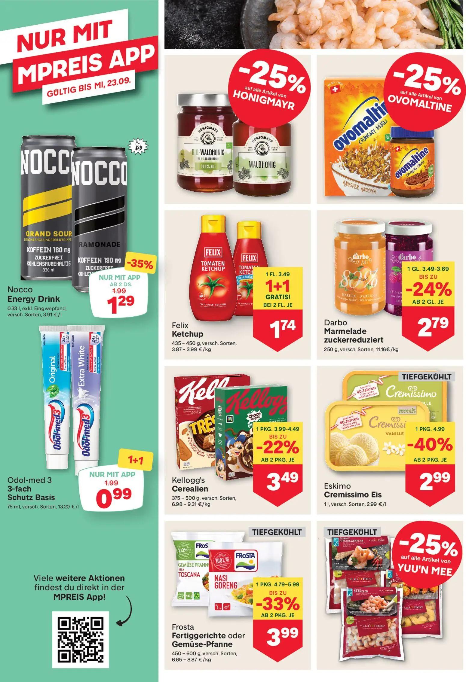 MPREIS Prospekt, Seite 8 von 17 — Eskimo Cremissimo Eis, Frosta Fertiggerichte oder Gemüse-Pfanne, Felix Ketchup