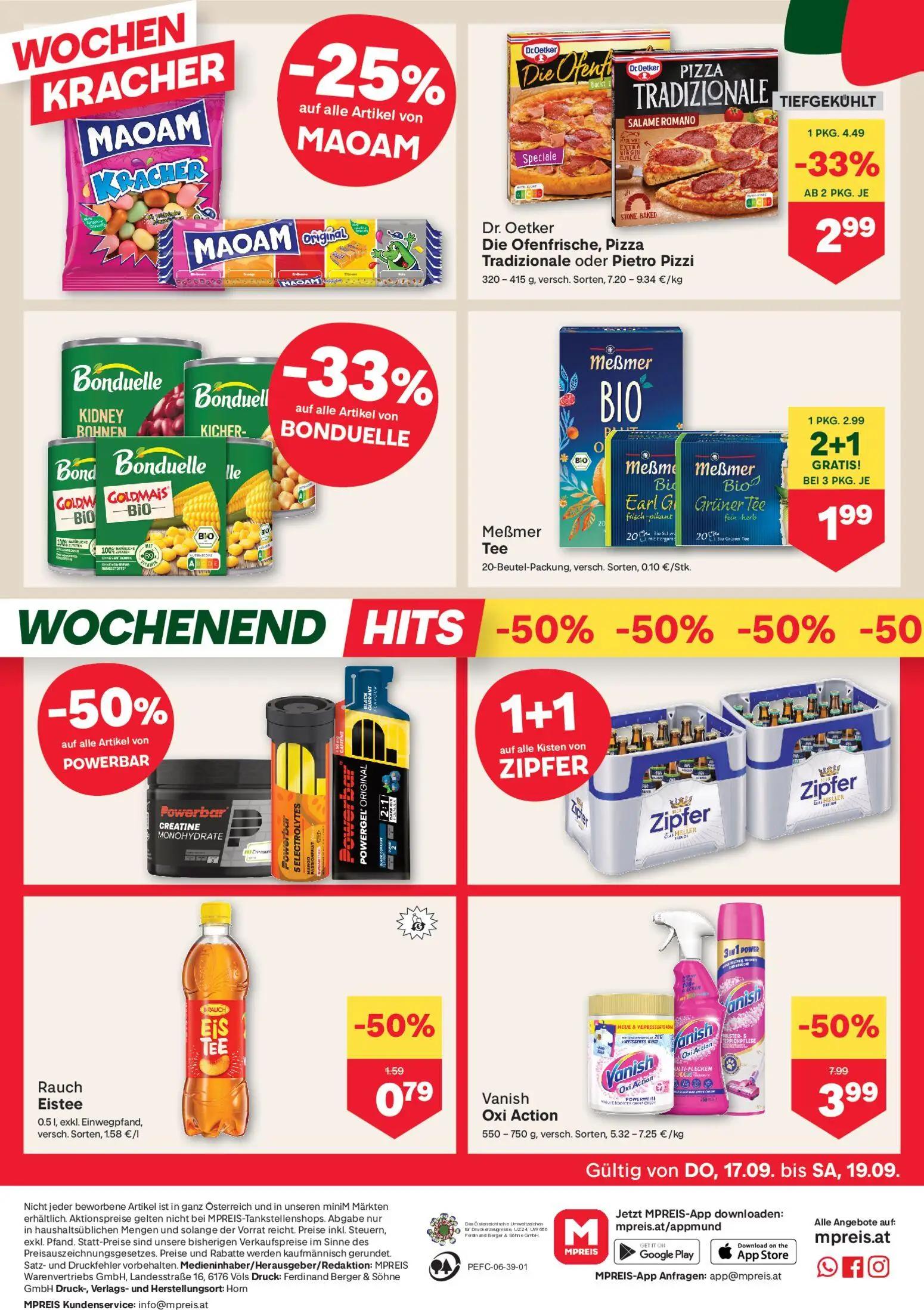 MPREIS Prospekt, Seite 12 von 17 — Vanish Oxi Action, Dr. Oetker Die Ofenfrische, Pizza Tradizionale oder Pietro Pizzi, Meßm…