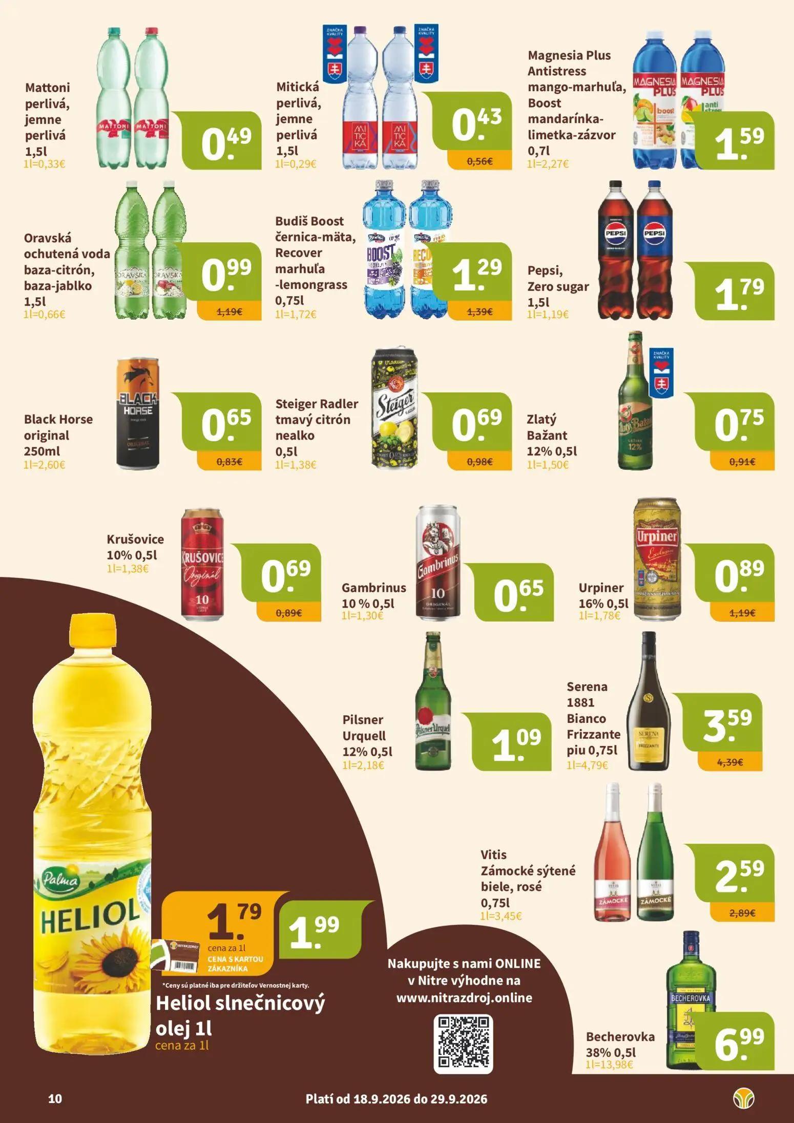 Nitrazdroj leták, strana 10 z 16 — Serena 1881 Bianco Frizzante piu, Urpiner 16%, Vitis Zámocké sýtené biele, rosé