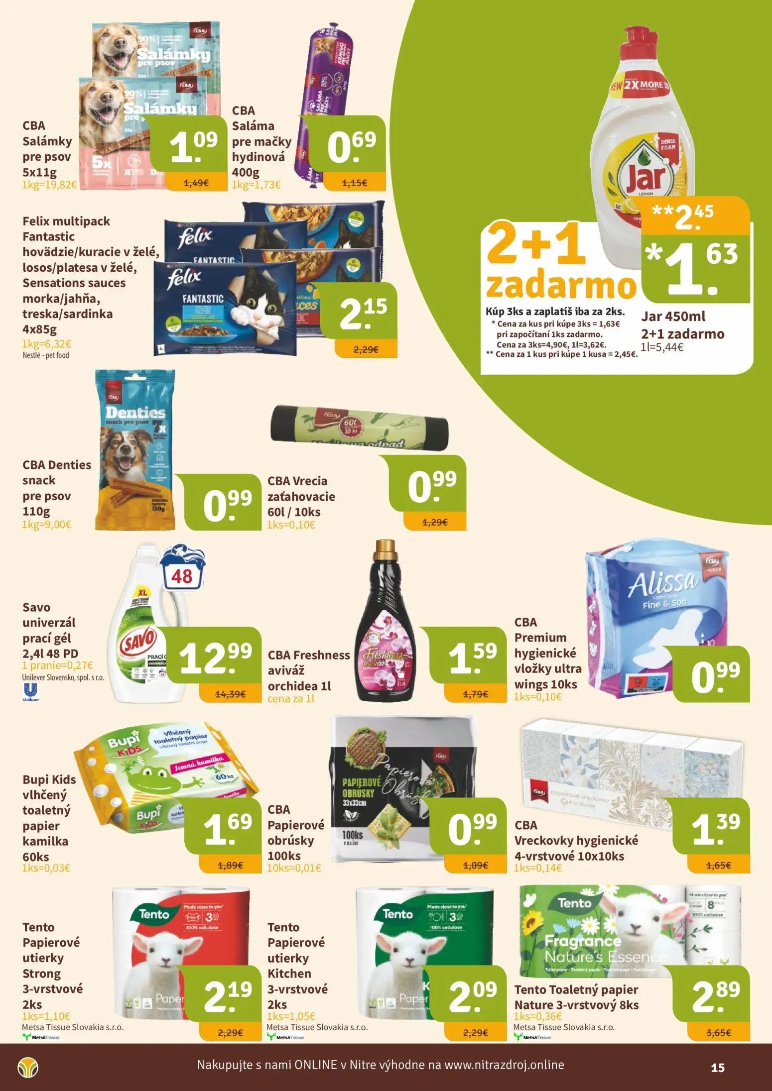 Nitrazdroj leták, strana 15 z 16 — Savo univerzál prací gél, Jar, Tento Toaletný papier Nature 3-vrstvový