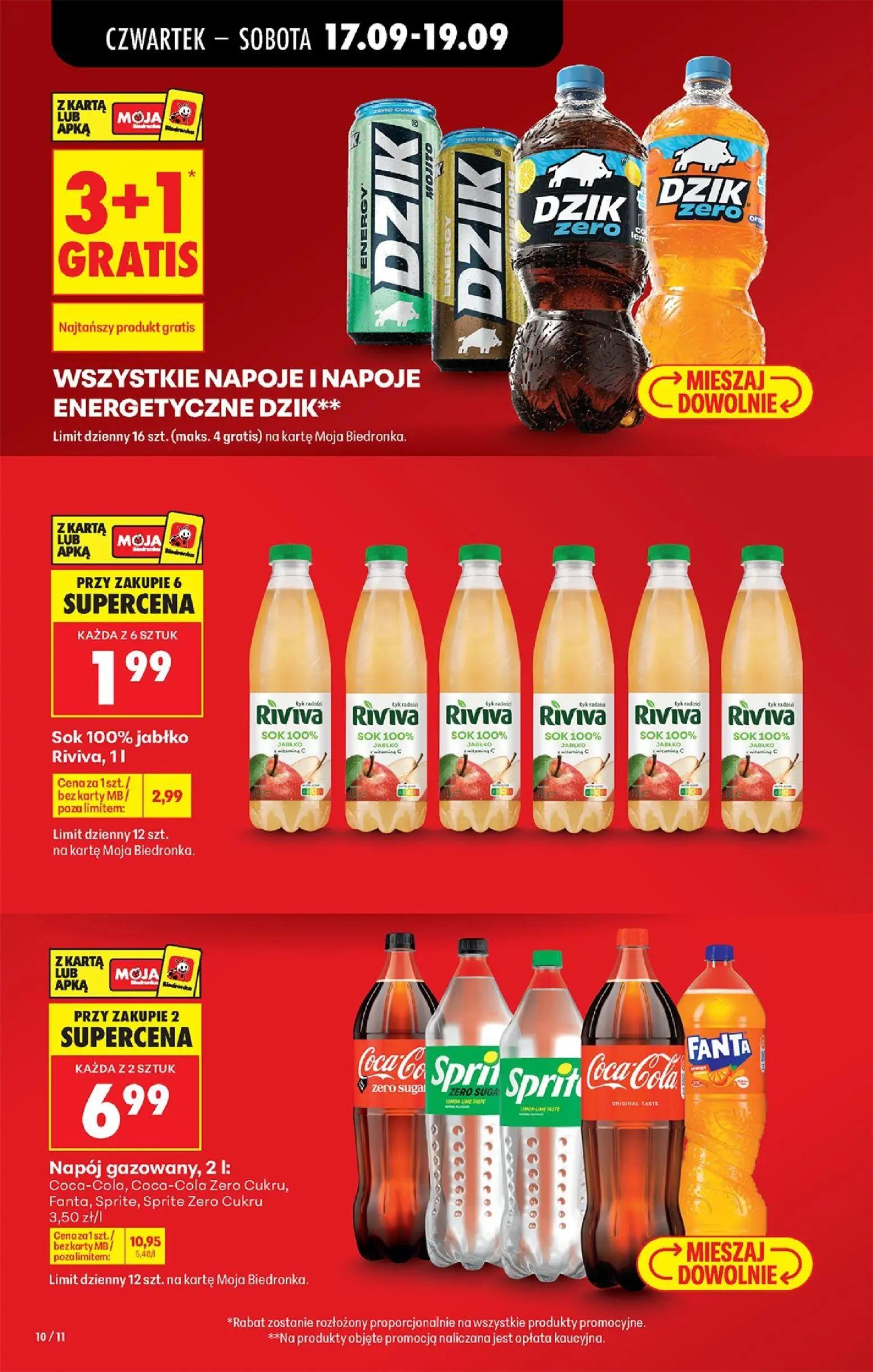 Biedronka gazetka, strona 18 z 85 — Napój gazowany, Coca-Cola, Coca-Cola Zero Cukru, Fanta, Sprite, Sprite Zero Cukru, Sok 1…