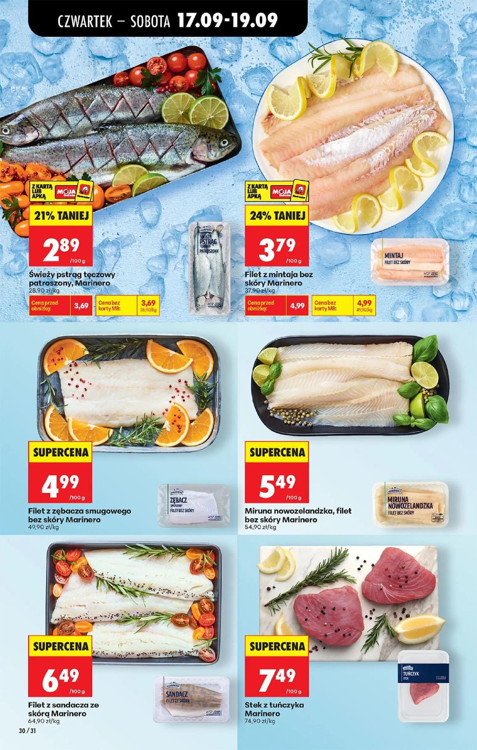 Biedronka gazetka, strona 48 z 85 — Filet z mintaja bez skóry Marinero, Świeży pstrąg tęczowy patroszony, Marinero, Filet z …