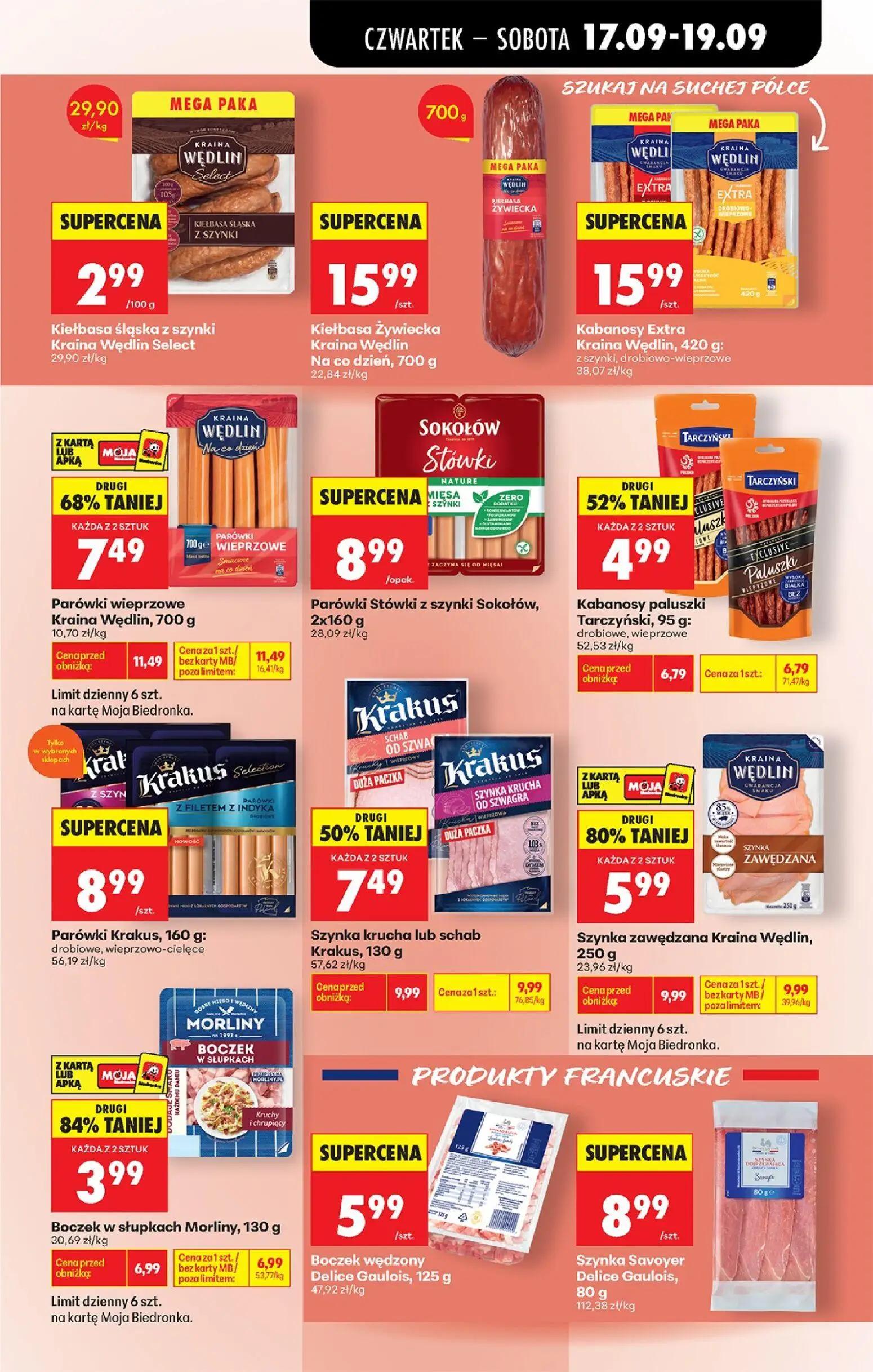 Biedronka gazetka, strona 55 z 85 — Parówki wieprzowe Kraina Wędlin, 700 g, Szynka zawędzana Kraina Wędlin, 250 g, Boczek w …