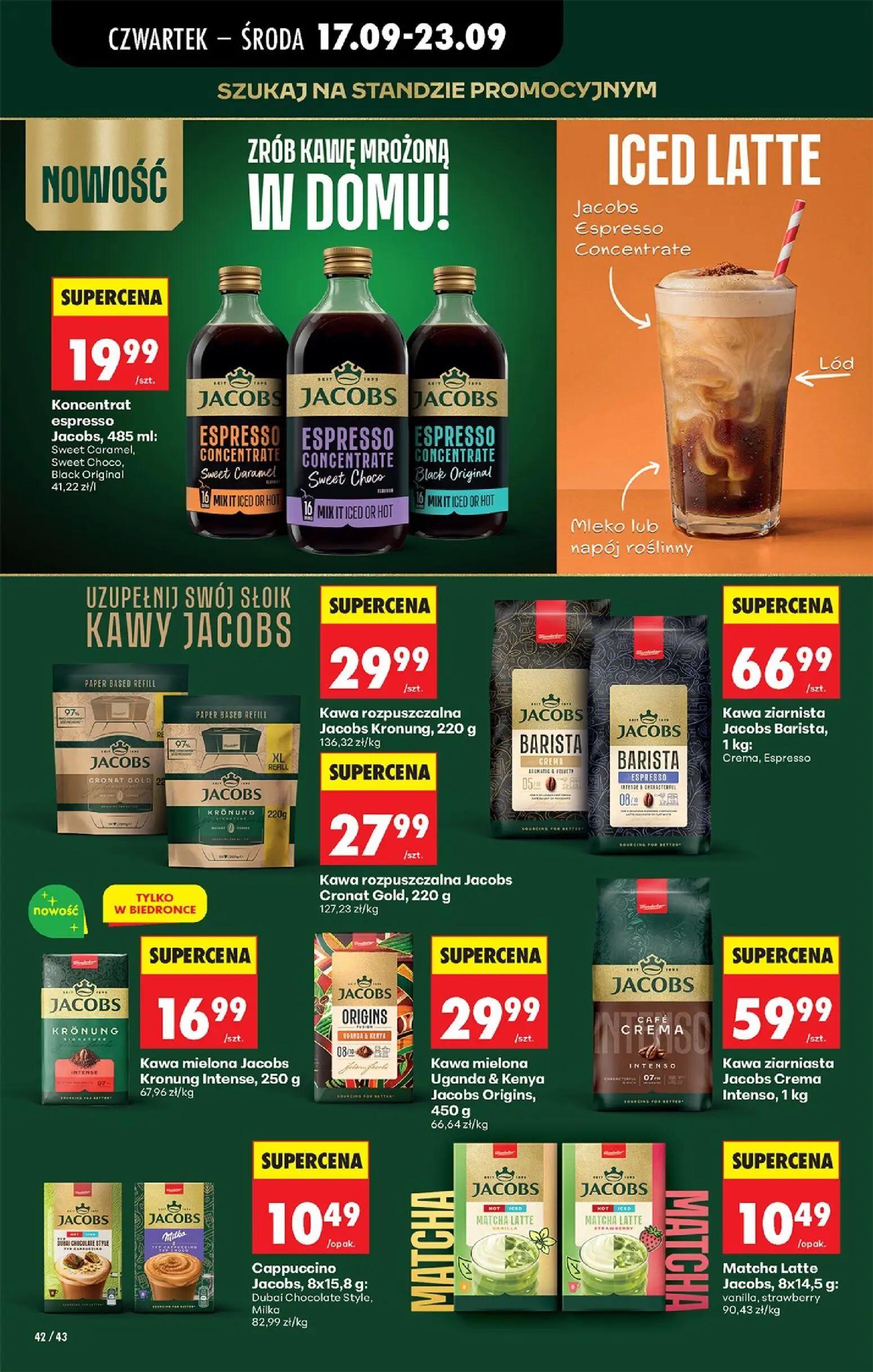 Biedronka gazetka, strona 64 z 85 — Koncentrat espresso Jacobs, 485 ml: Sweet Caramel, Sweet Choco, Black Original, Kawa roz…