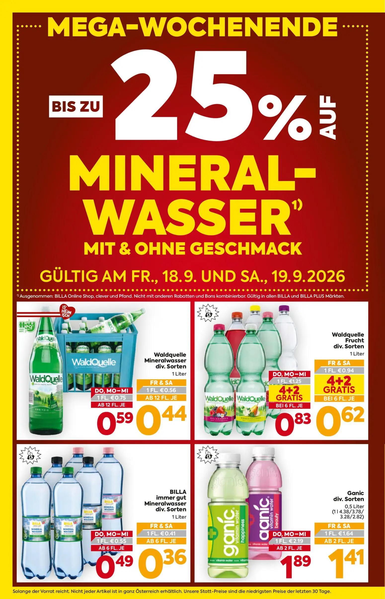 Billa Prospekt, Seite 2 von 16 — Ganic div. Sorten, Waldquelle Frucht div. Sorten, Waldquelle Mineralwasser div. Sorten