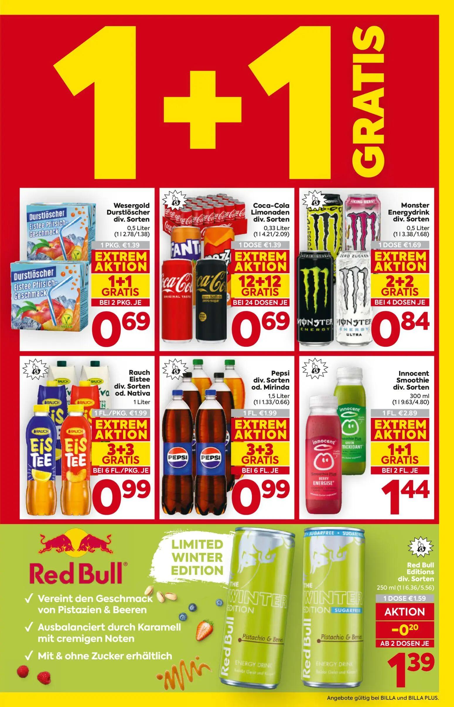 Billa Prospekt, Seite 3 von 16 — Innocent Smoothie div. Sorten, Rauch Eistee div. Sorten od. Nativa, Pepsi div. Sorten od. M…