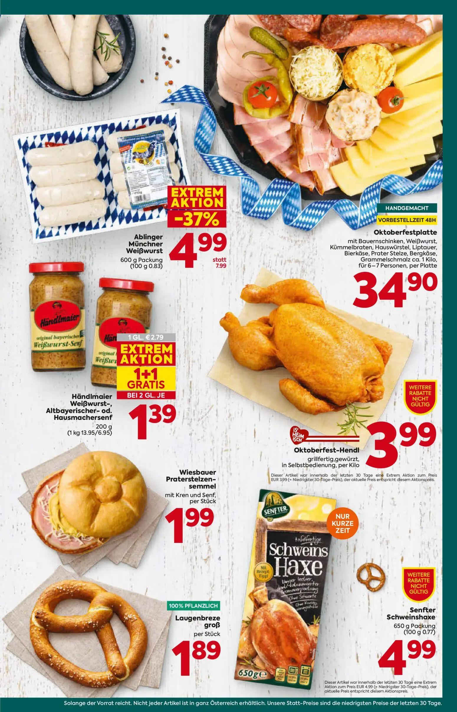 Billa Plus Prospekt, Seite 7 von 20 — Ablinger Münchner Weißwurst, Händlmaier Weißwurst-, Altbayerischer-od. Hausmachersenf,…