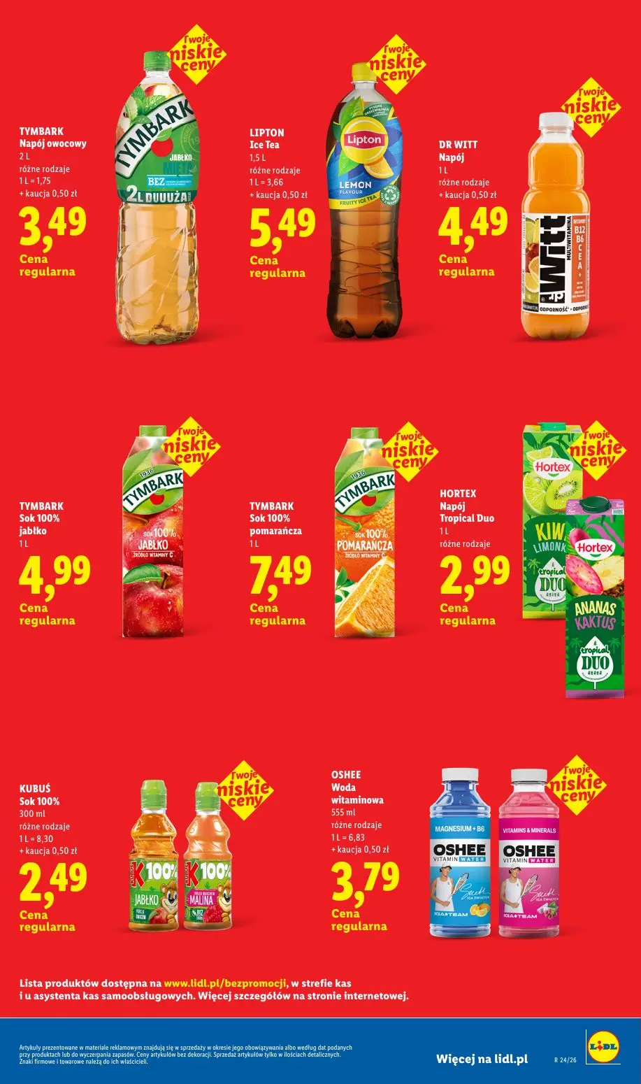 Lidl gazetka, strona 11 z 32 — TYMBARK Napój owocowy, LIPTON Ice Tea Lemon Flavour, DR WITT Napój Multiwitamina