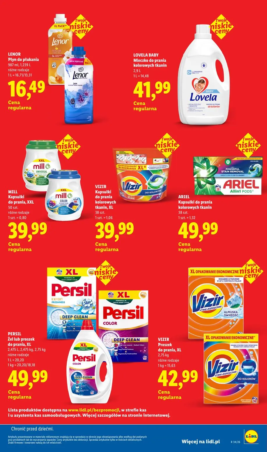 Lidl gazetka, strona 15 z 32 — LENOR Płyn do płukania, LOVELA BABY Mleczko do prania kolorowych tkanin, MILL Kapsułki do pra…