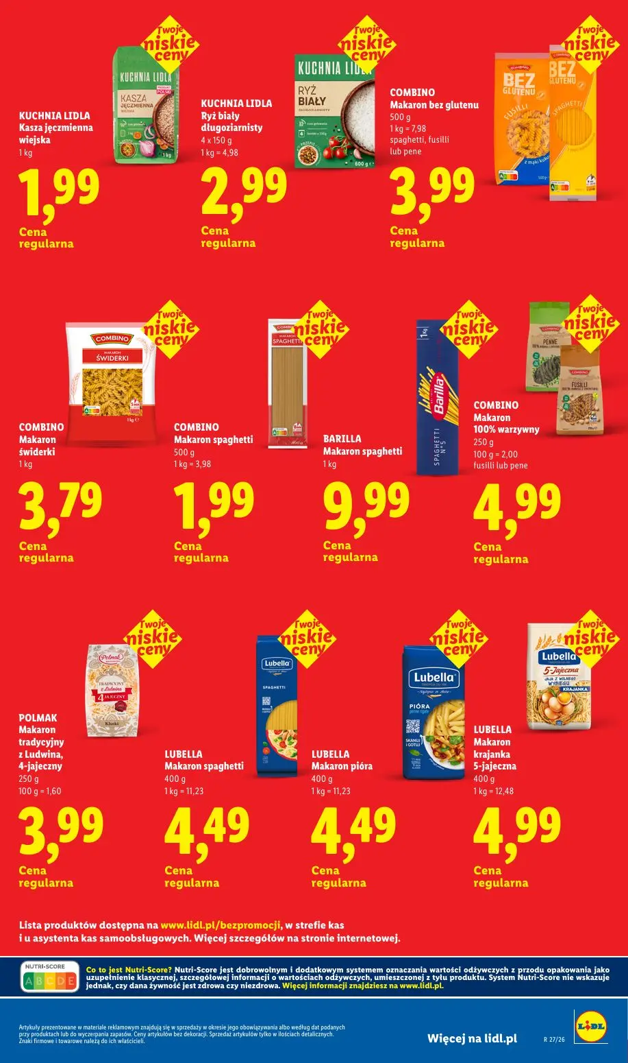 Lidl gazetka, strona 23 z 32 — KUCHNIA LIDLA Kasza jęczmienna wiejska, KUCHNIA LIDLA Ryż biały długoziarnisty, COMBINO Makar…