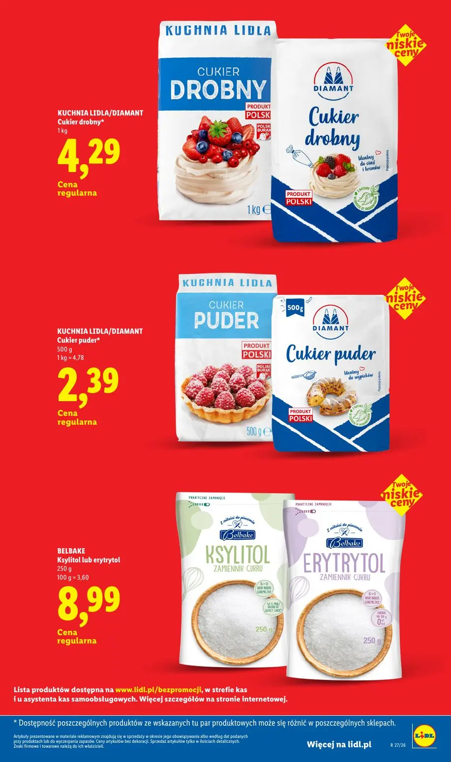Lidl gazetka, strona 25 z 32 — KUCHINIA LIDLA/DIAMANT Cukier drobny, KUCHINIA LIDLA/DIAMANT Cukier puder, BELBAKE Ksylitol l…