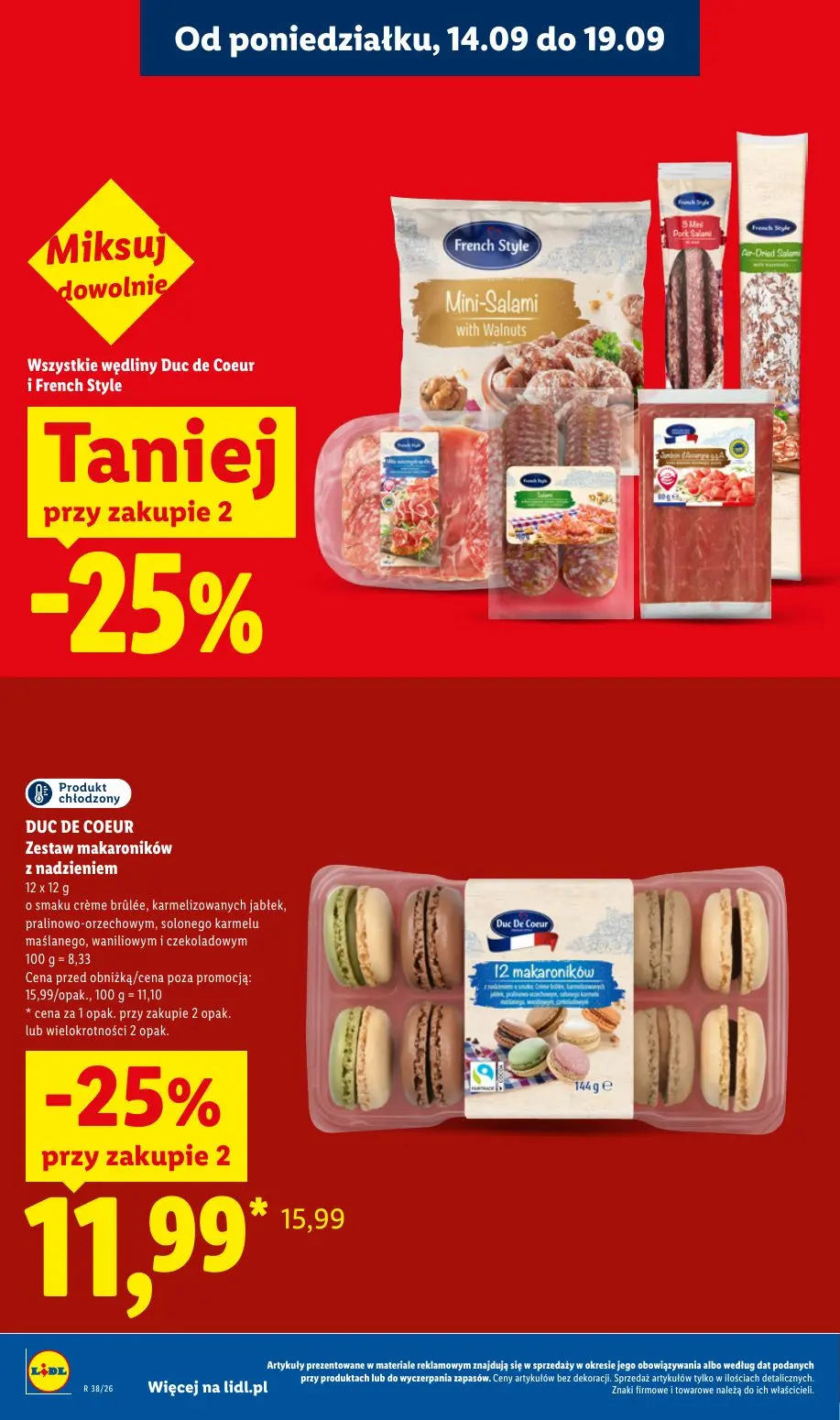 Lidl gazetka, strona 28 z 95 — DUC DE COEUR Zestaw makaroników z nadzieniem o smaku crème brûlée, karmelizowanych jabłek, pr…