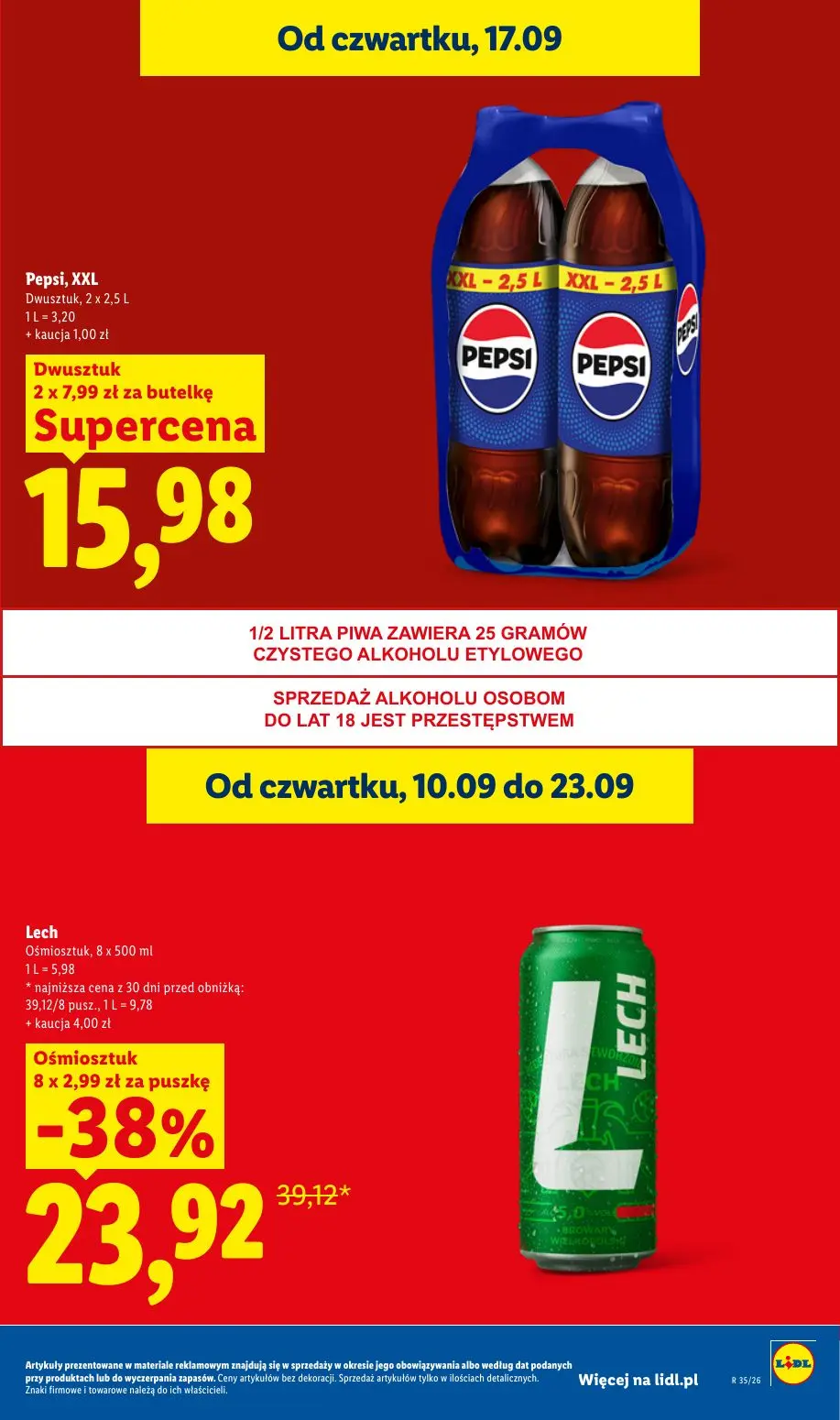Lidl gazetka, strona 31 z 95 — Lech Ośmiosztuk, Pepsi, XXL Dwusztuk