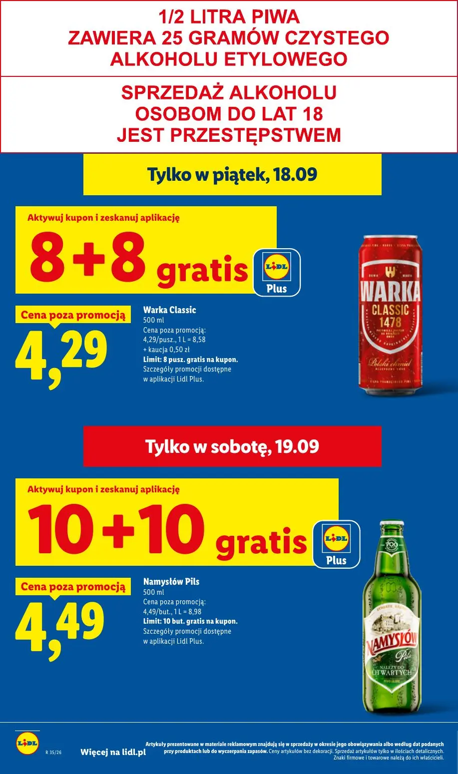 Lidl gazetka, strona 32 z 95 — Warka Classic, Namysłów Pils