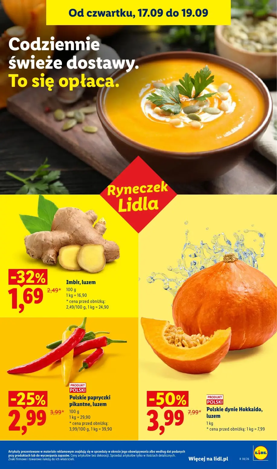 Lidl gazetka, strona 43 z 95 — Polskie dynie Hokkaido, luzem, Polskie papryczki pikantne, luzem, Imbir, luzem