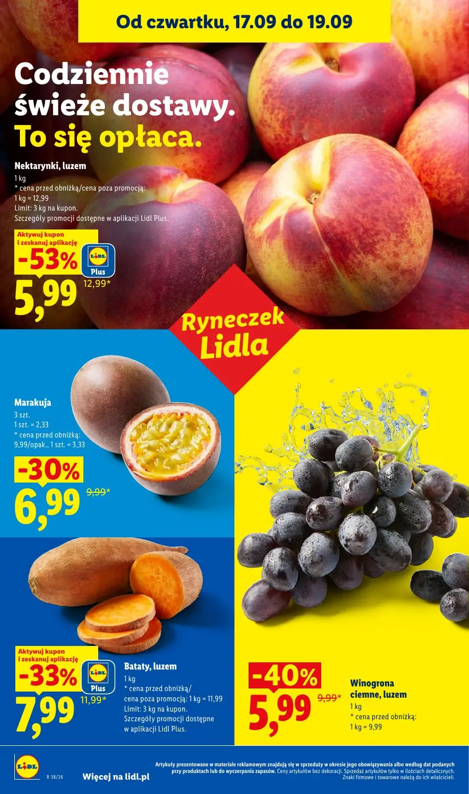 Lidl gazetka, strona 44 z 95 — Nektarynki, luzem, Bataty, luzem, Winogrona ciemne, luzem