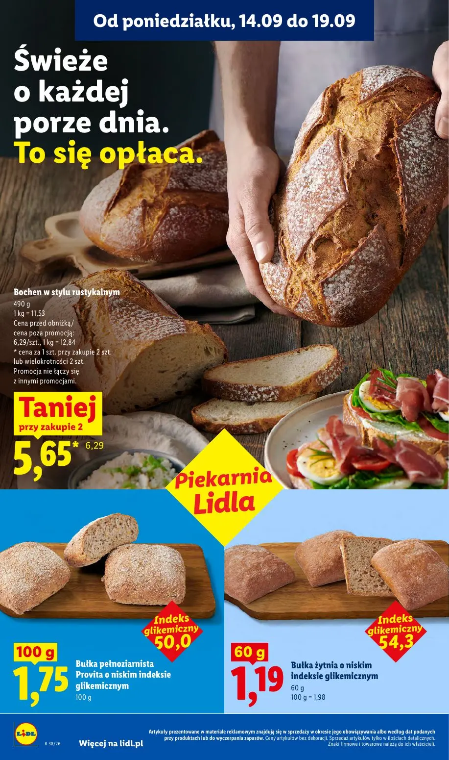 Lidl gazetka, strona 50 z 95 — Bochen w stylu rustykalnym, Bułka pełnoziarnista Provita o niskim indeksie glikemicznym, Bułk…