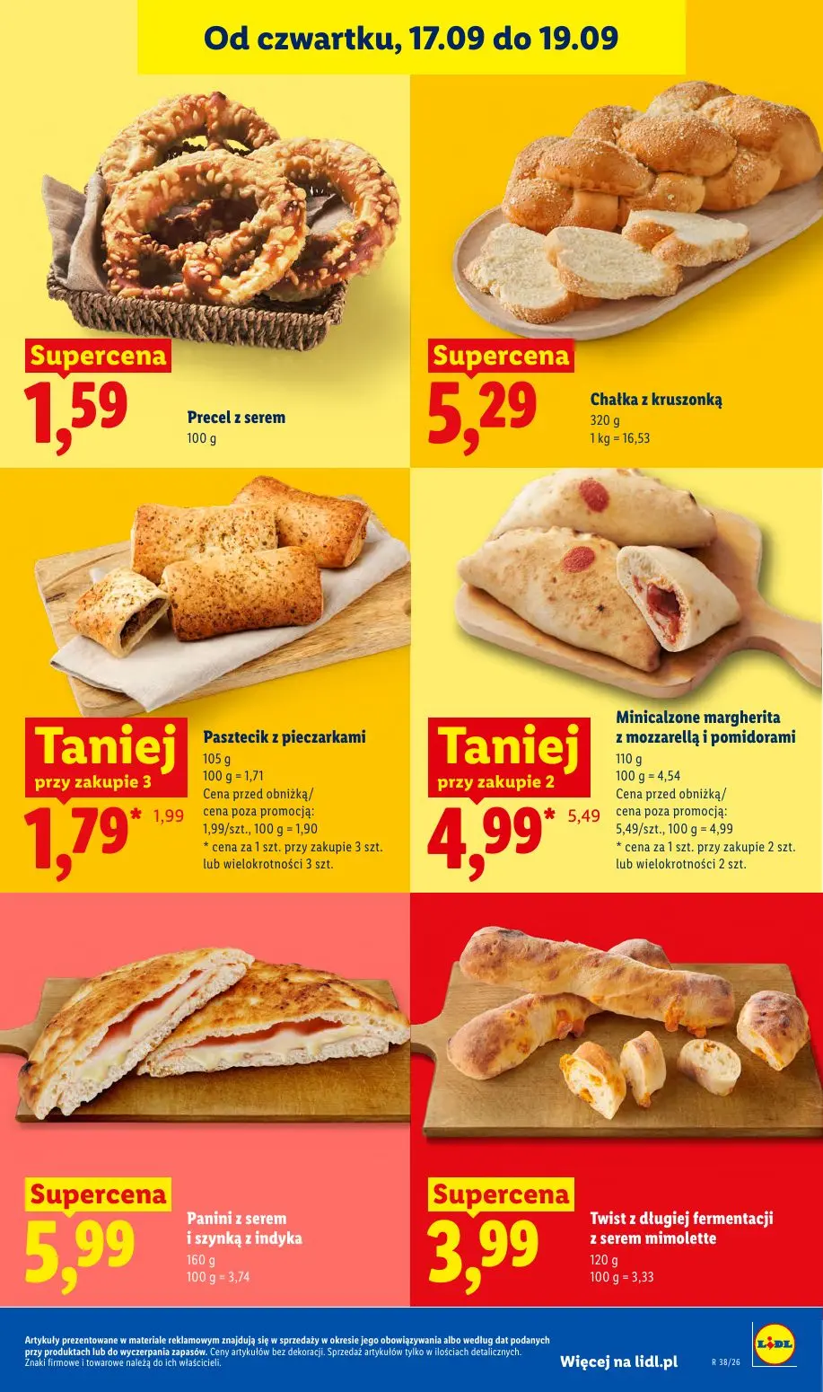 Lidl gazetka, strona 51 z 95 — Minicalzone margherita z mozzarellą i pomidorami, Pasztecik z pieczarkami, Precel z serem
